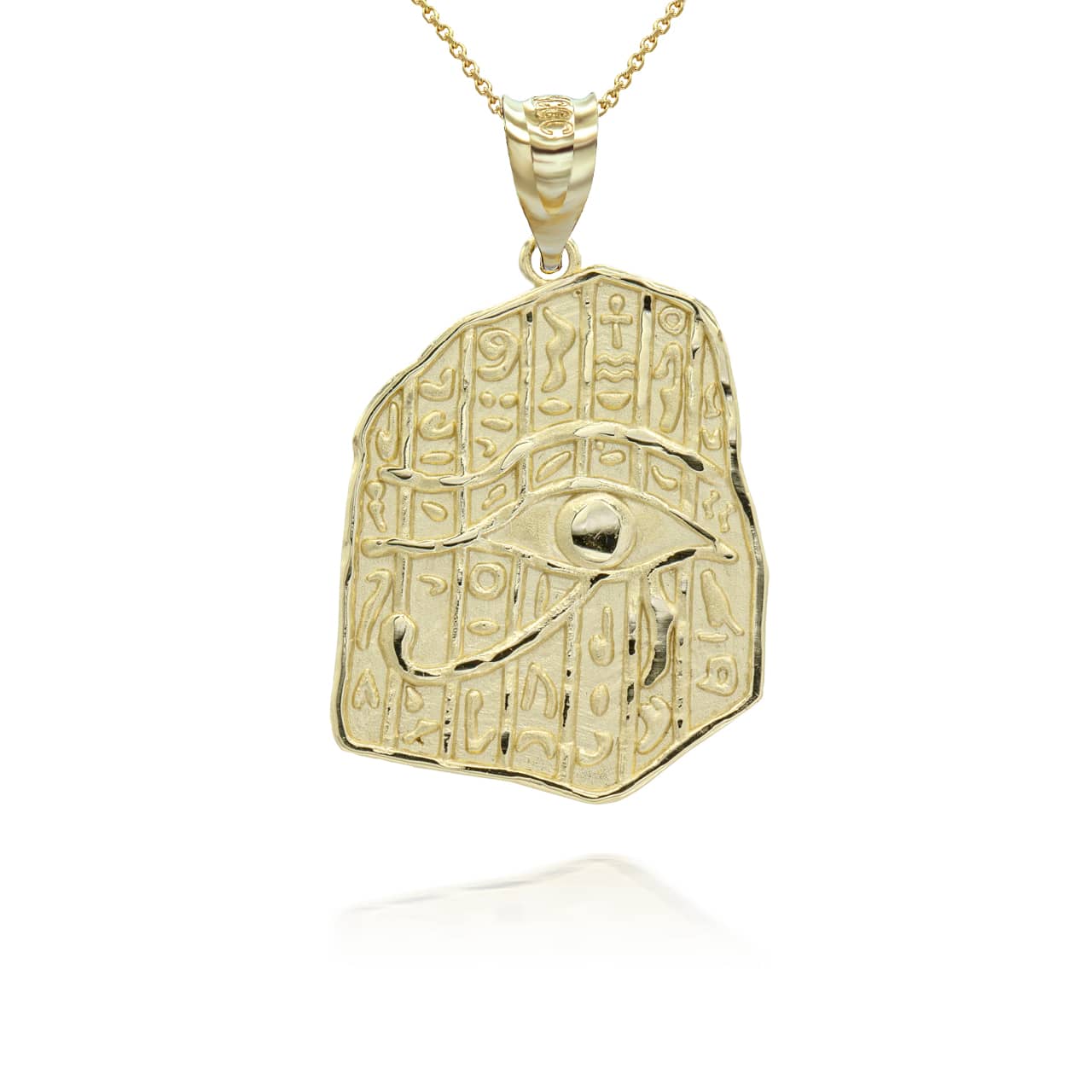Gold Egyptian Eye of Horus Wadjet Hieroglyphics Pendant Necklace, view 5