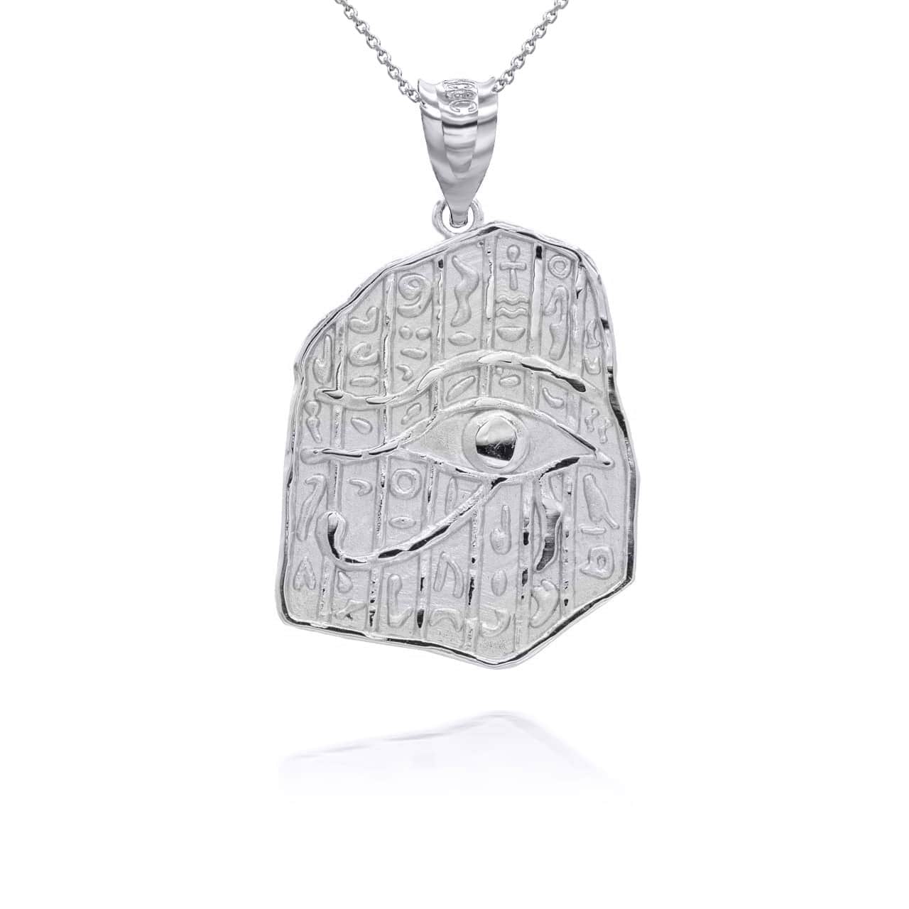 Gold Egyptian Eye of Horus Wadjet Hieroglyphics Pendant Necklace, view 8