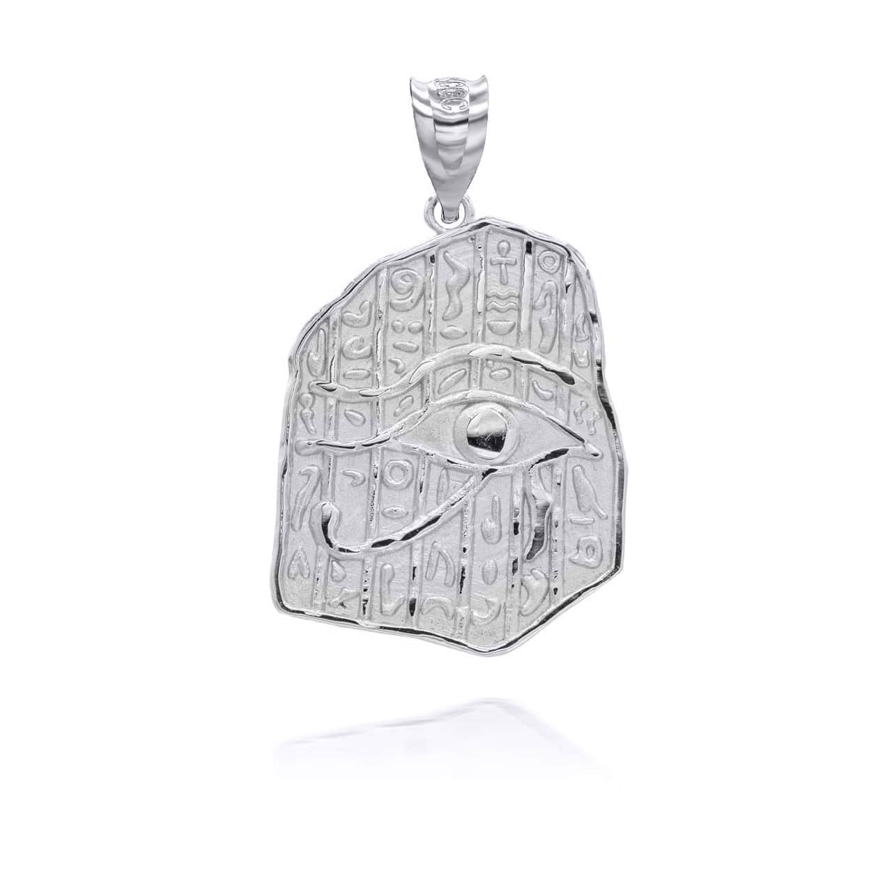 Gold Egyptian Eye of Horus Wadjet Hieroglyphics Pendant Necklace, view 9