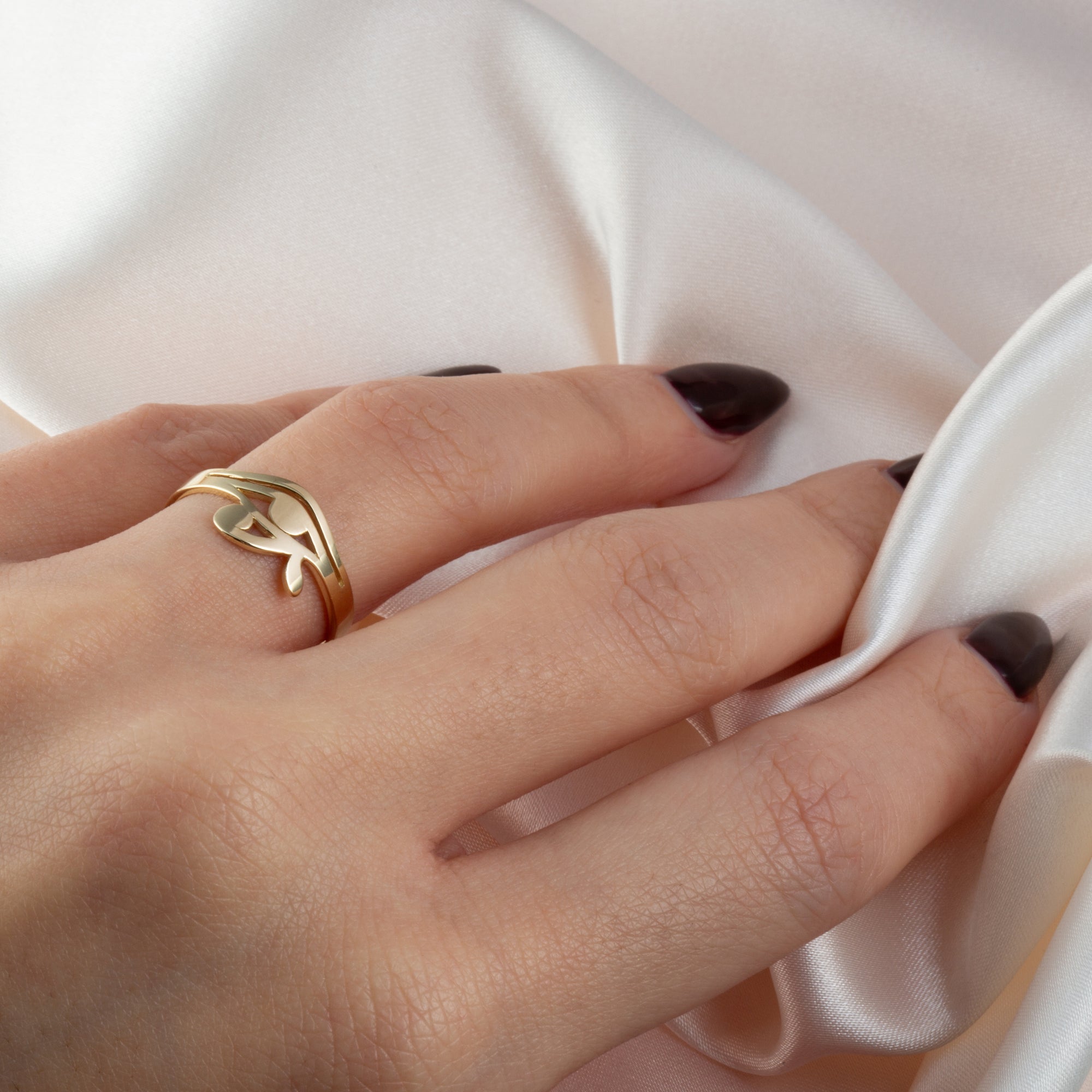Gold Egyptian Eye Of Horus Wadjet Ring, view 2