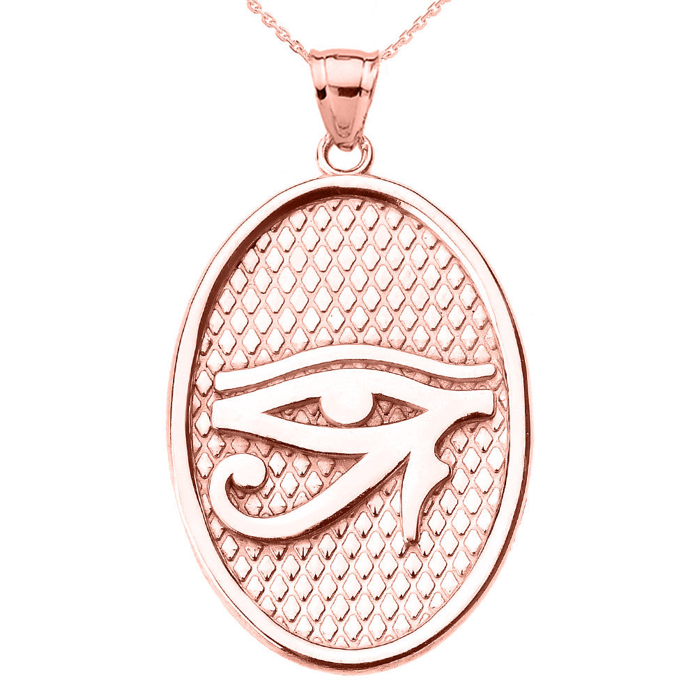 Gold Egyptian Eye of Horus Wedjat Oval Amulet Pendant Necklace, view 3