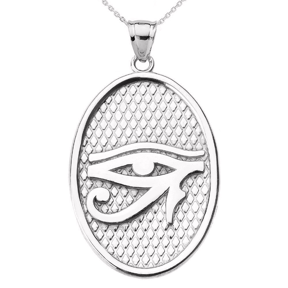 Gold Egyptian Eye of Horus Wedjat Oval Amulet Pendant Necklace, view 4