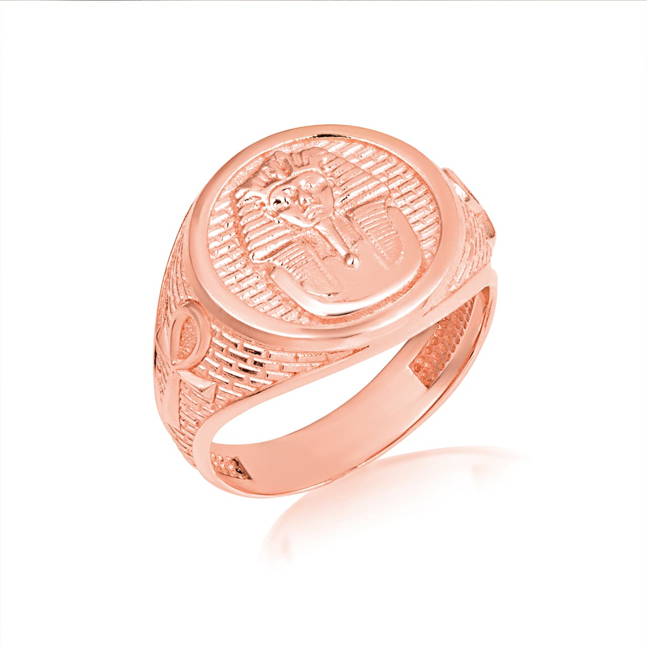 Gold Egyptian Sphinx Ankh Cross Signet Ring, view 4