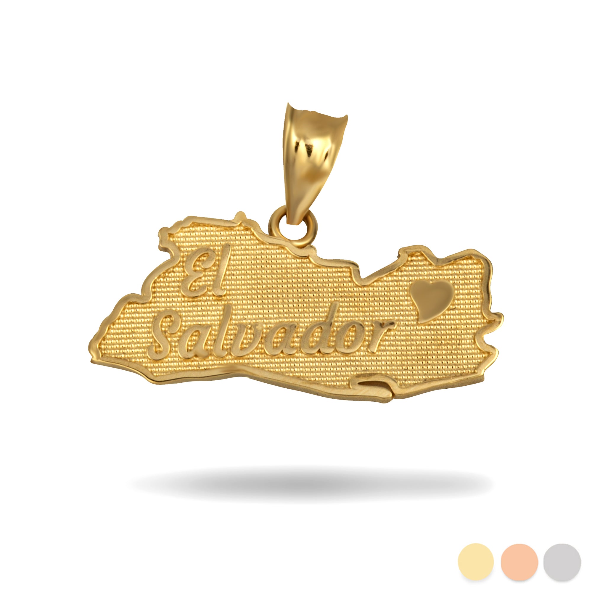 Gold El Salvador Map Heart Pendant Necklace