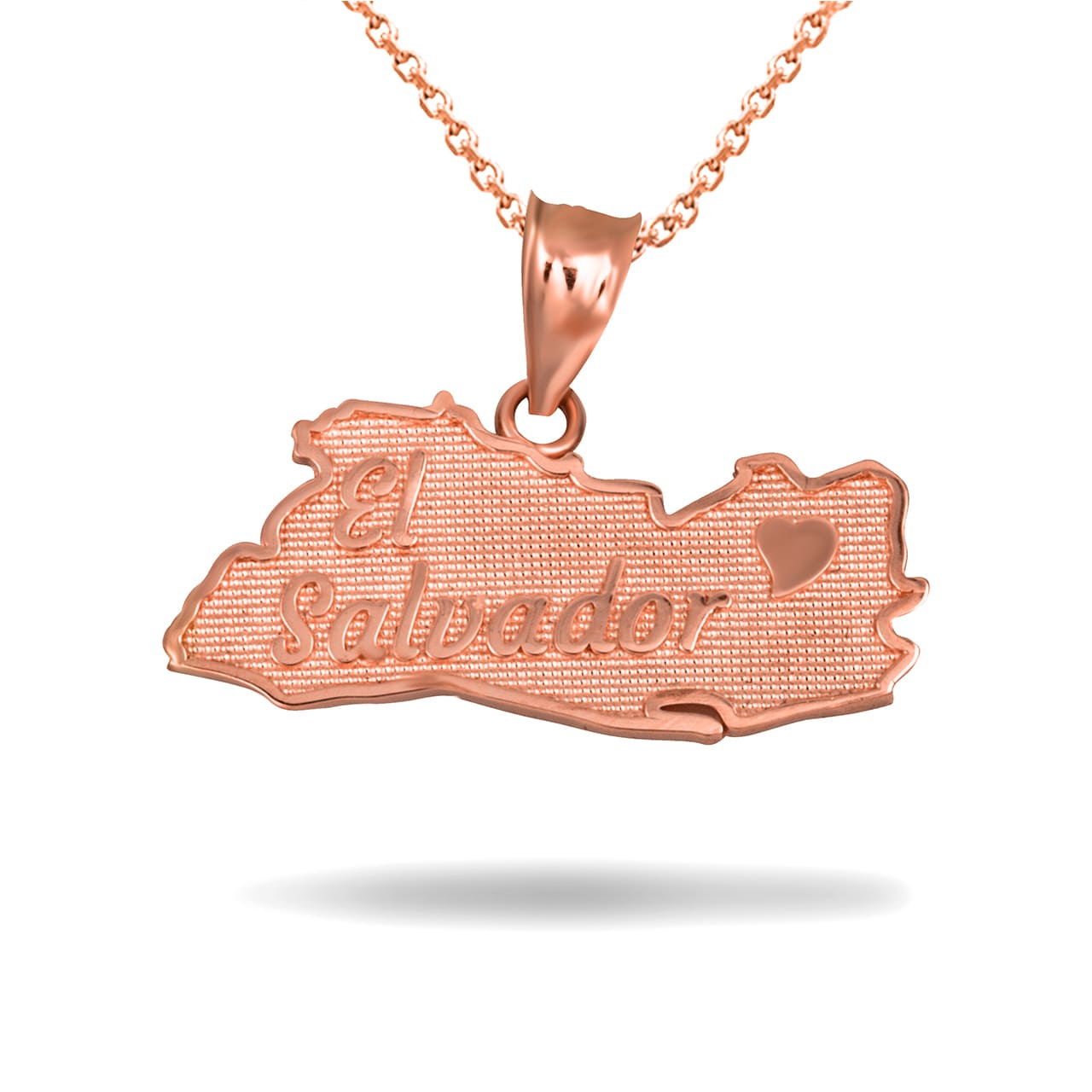 Gold El Salvador Map Heart Pendant Necklace, view 6