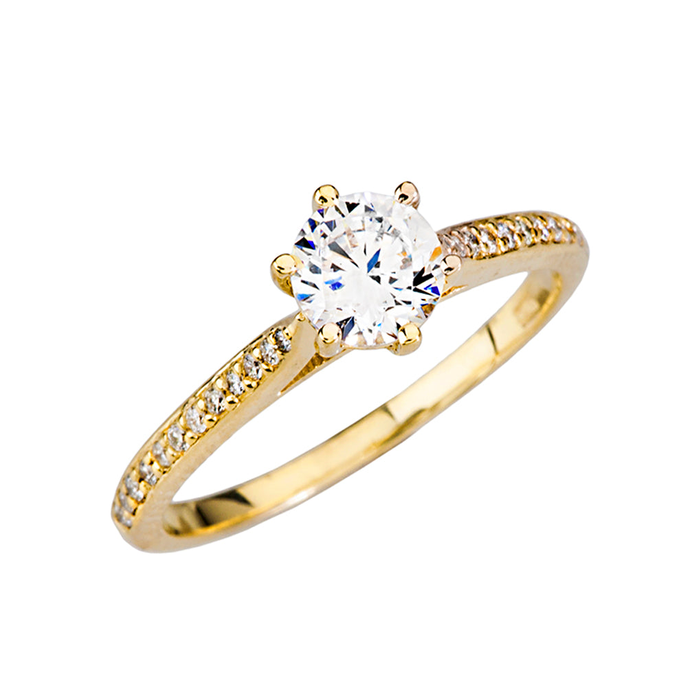 Gold Elegant Cubic Zirconia Engagement Proposal Ring
