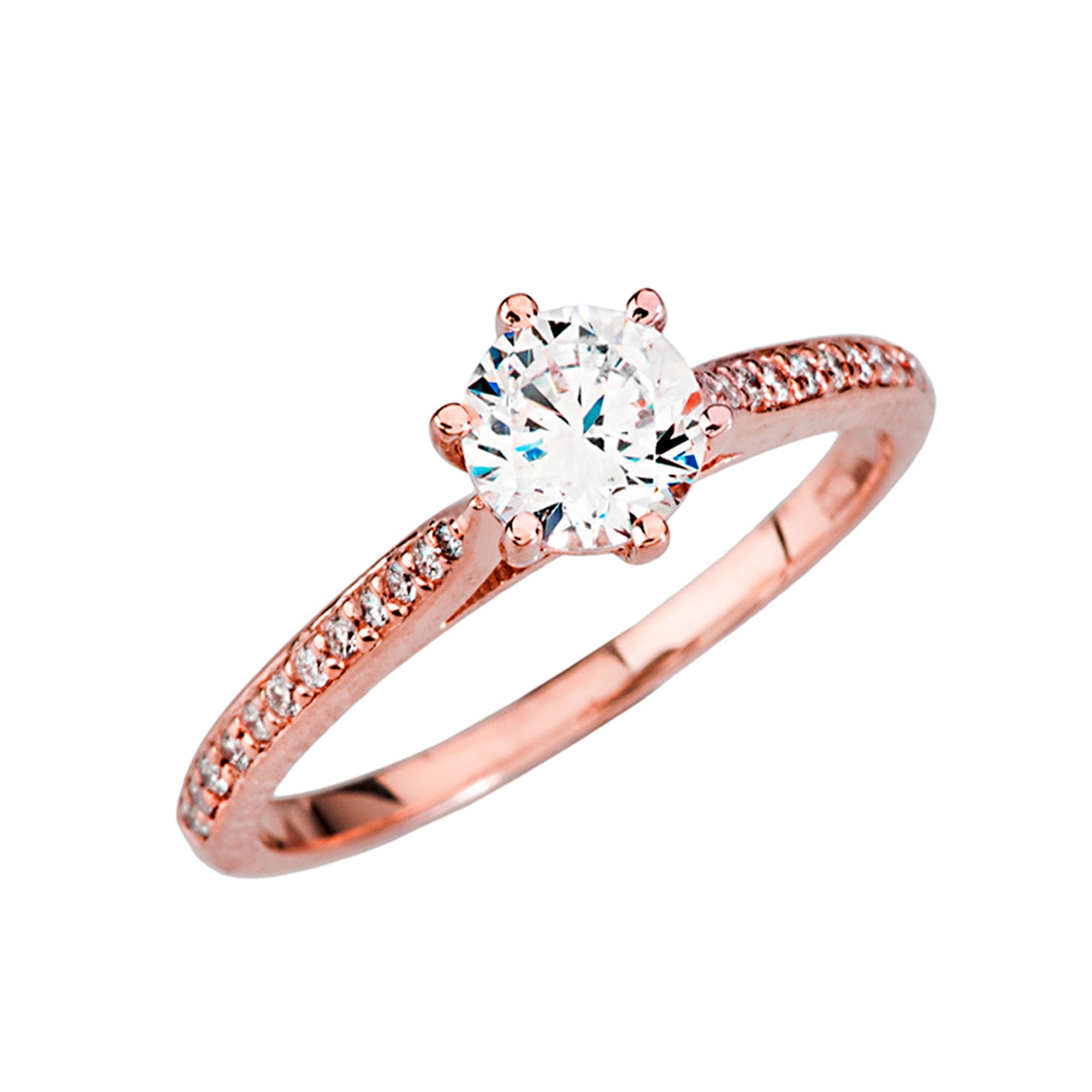 Gold Elegant Cubic Zirconia Engagement Proposal Ring, view 3