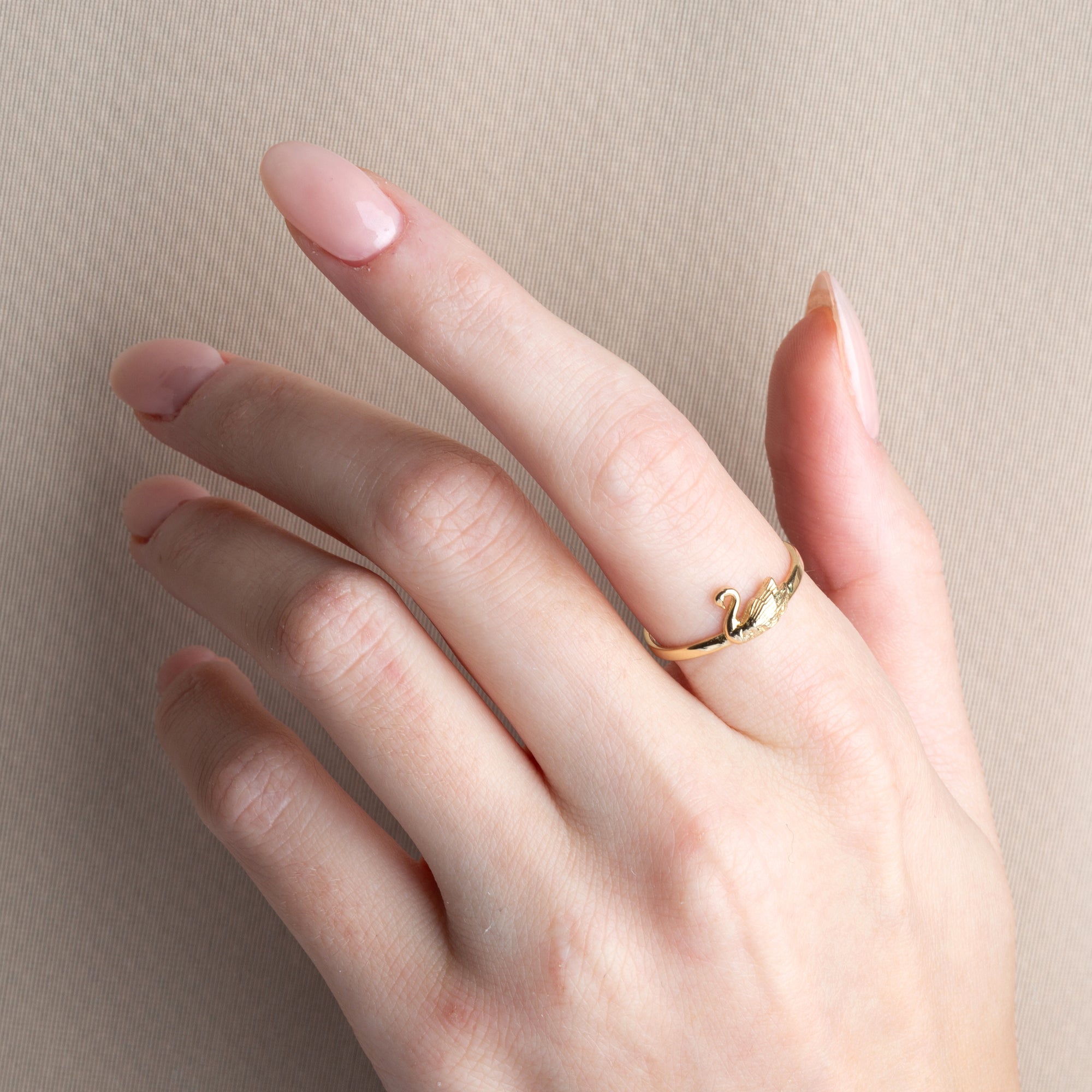 Gold Elegant Swan Ring, view 2