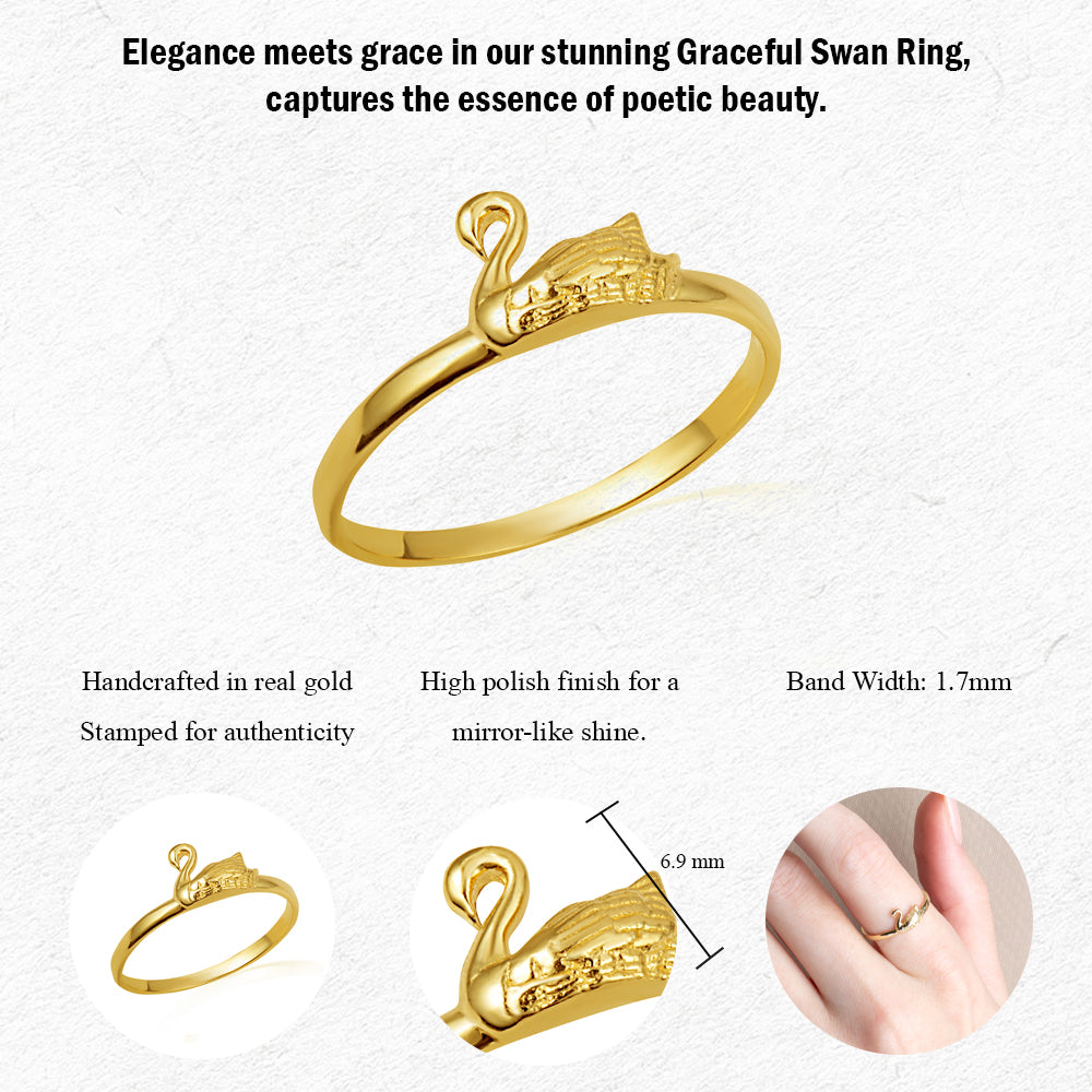 Gold Elegant Swan Ring, view 3