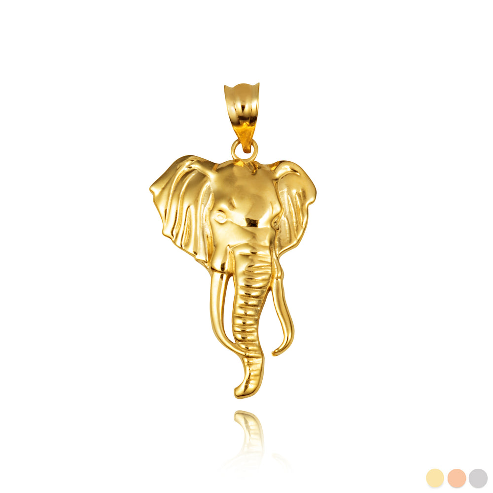Gold Elephant Animal Pendant Necklace
