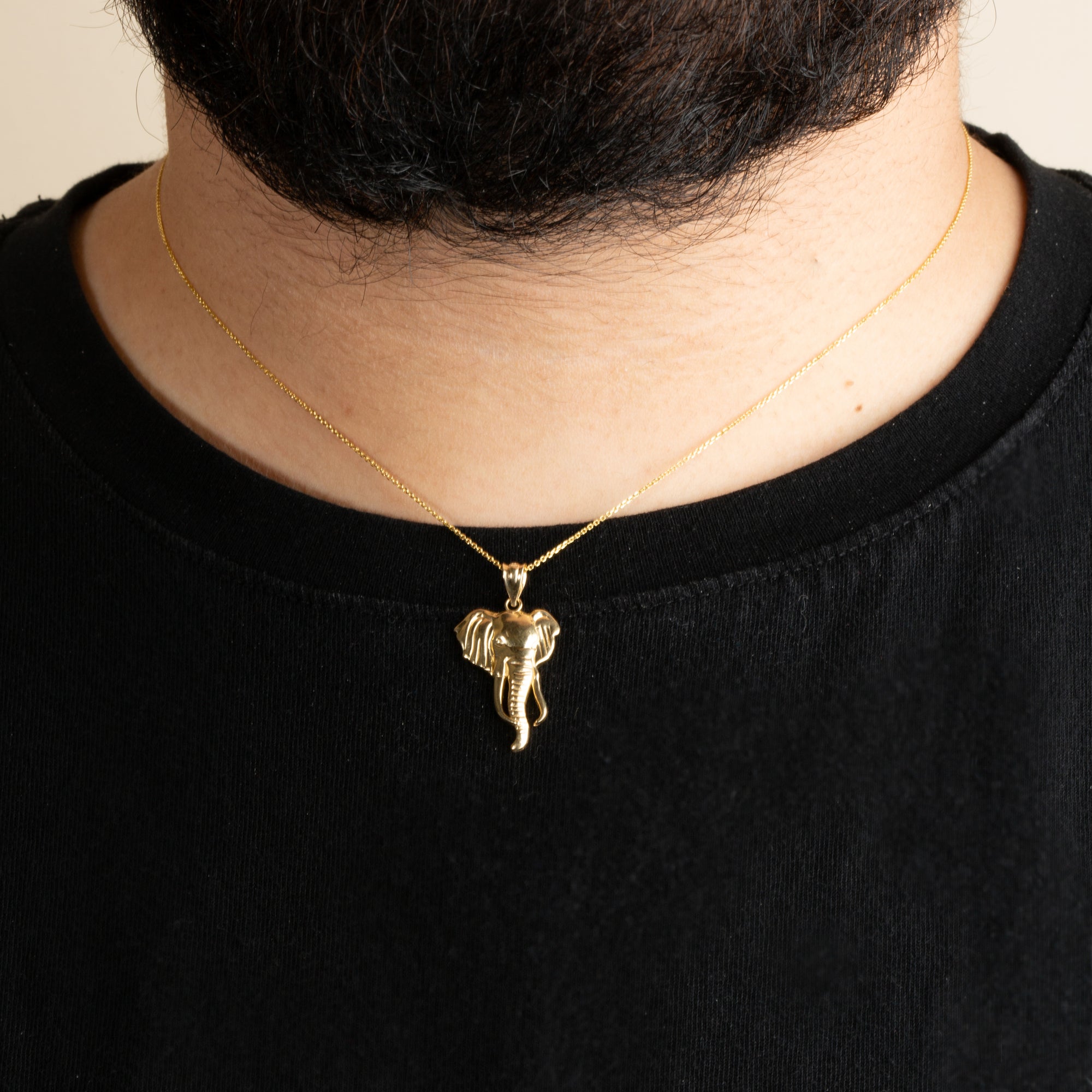 Gold Elephant Animal Pendant Necklace, view 2