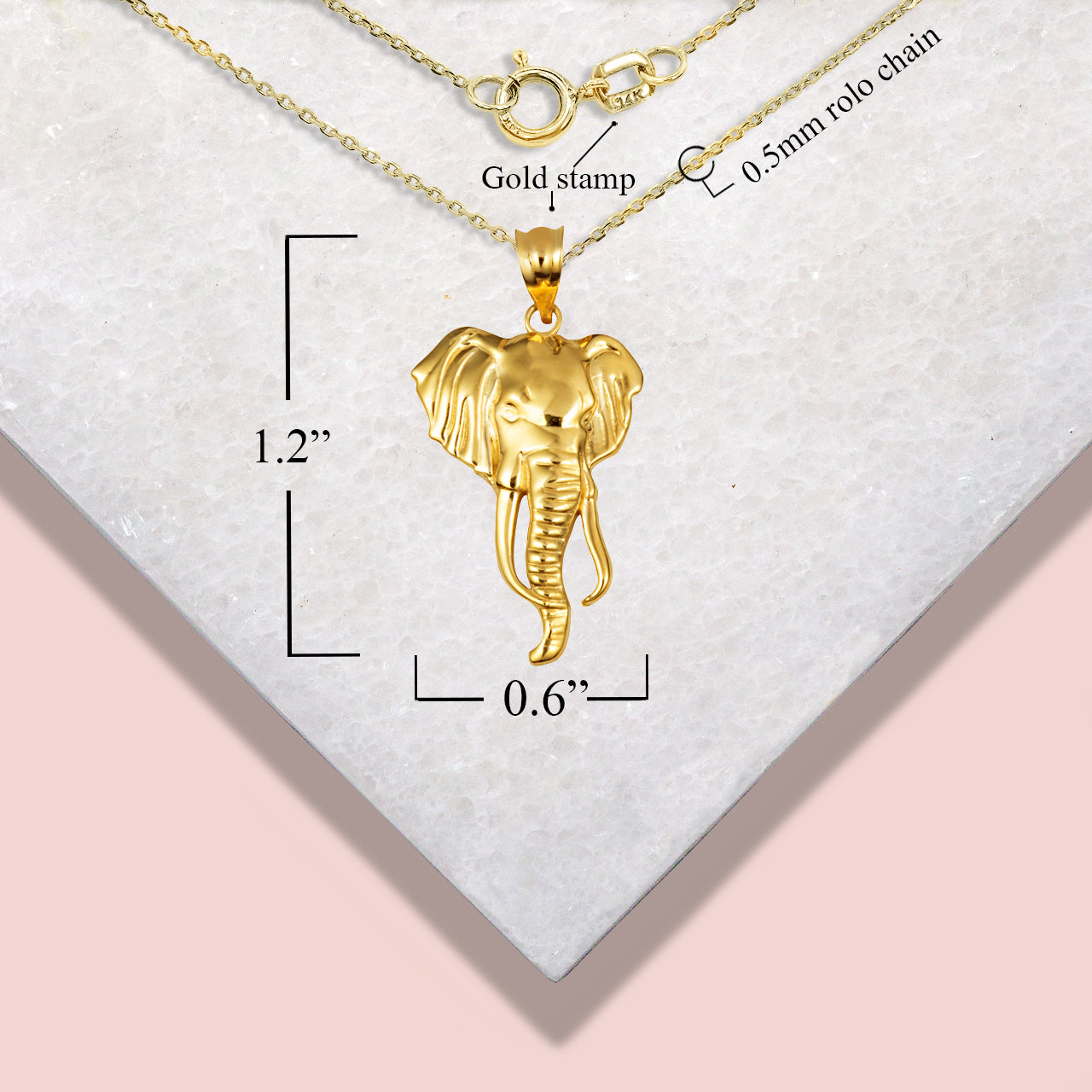 Gold Elephant Animal Pendant Necklace, view 4
