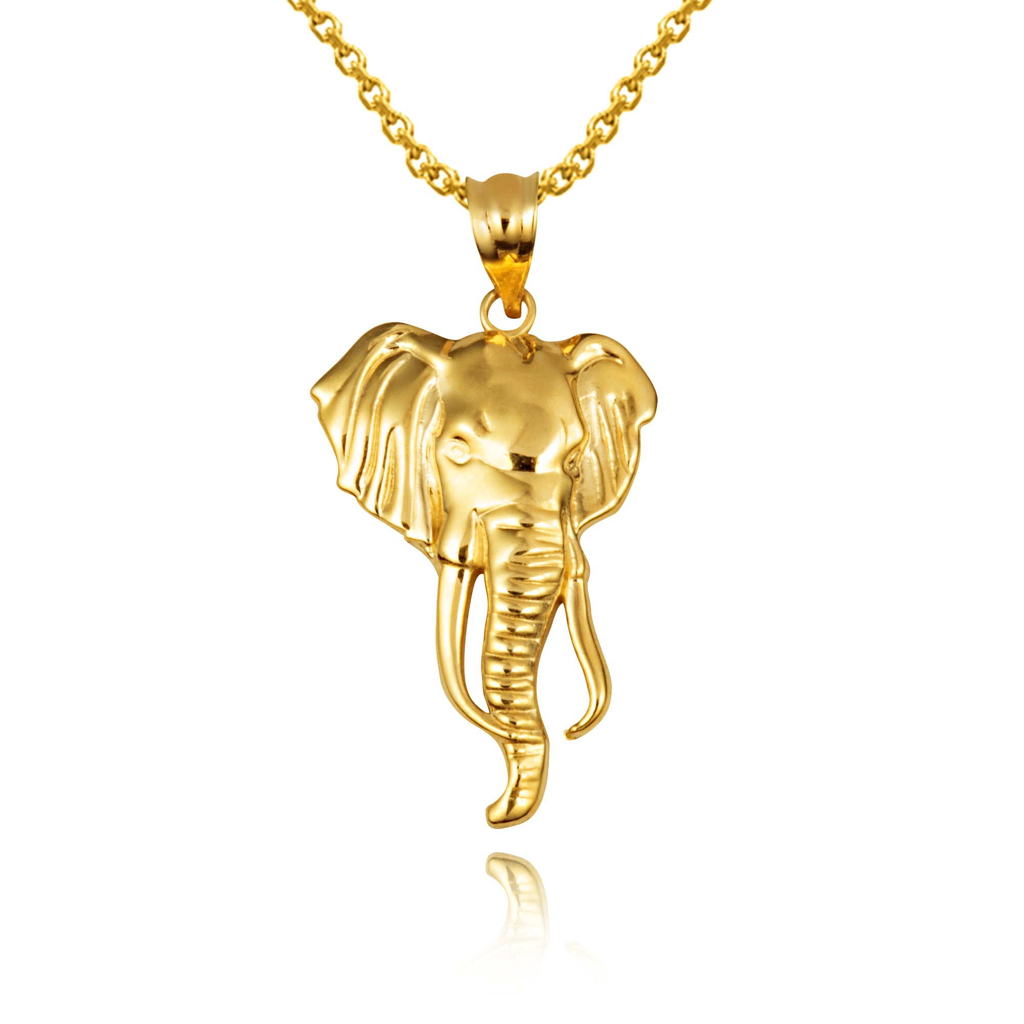 Gold Elephant Animal Pendant Necklace, view 5