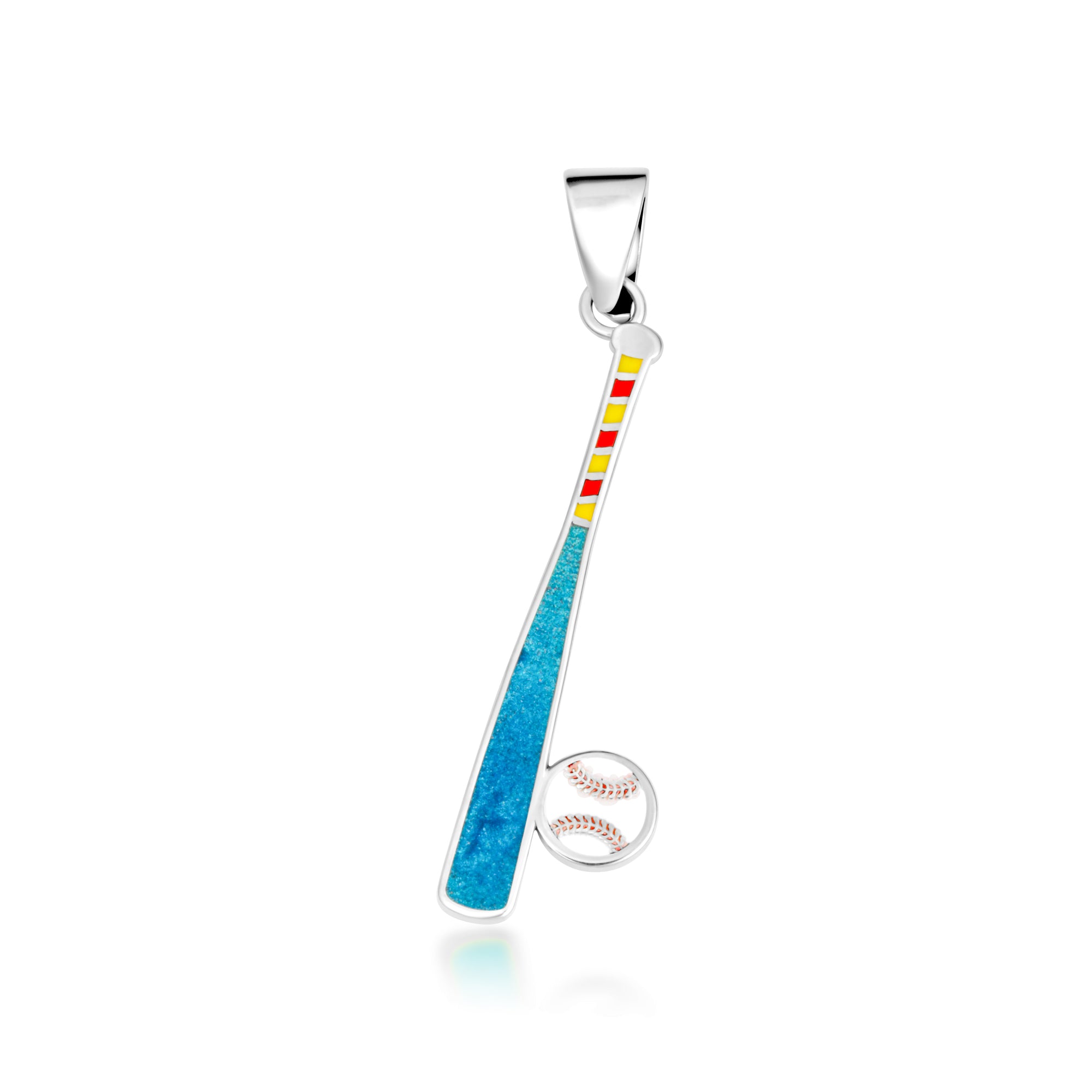 Gold Enamel Baseball Bat Sports Pendant Necklace, view 5