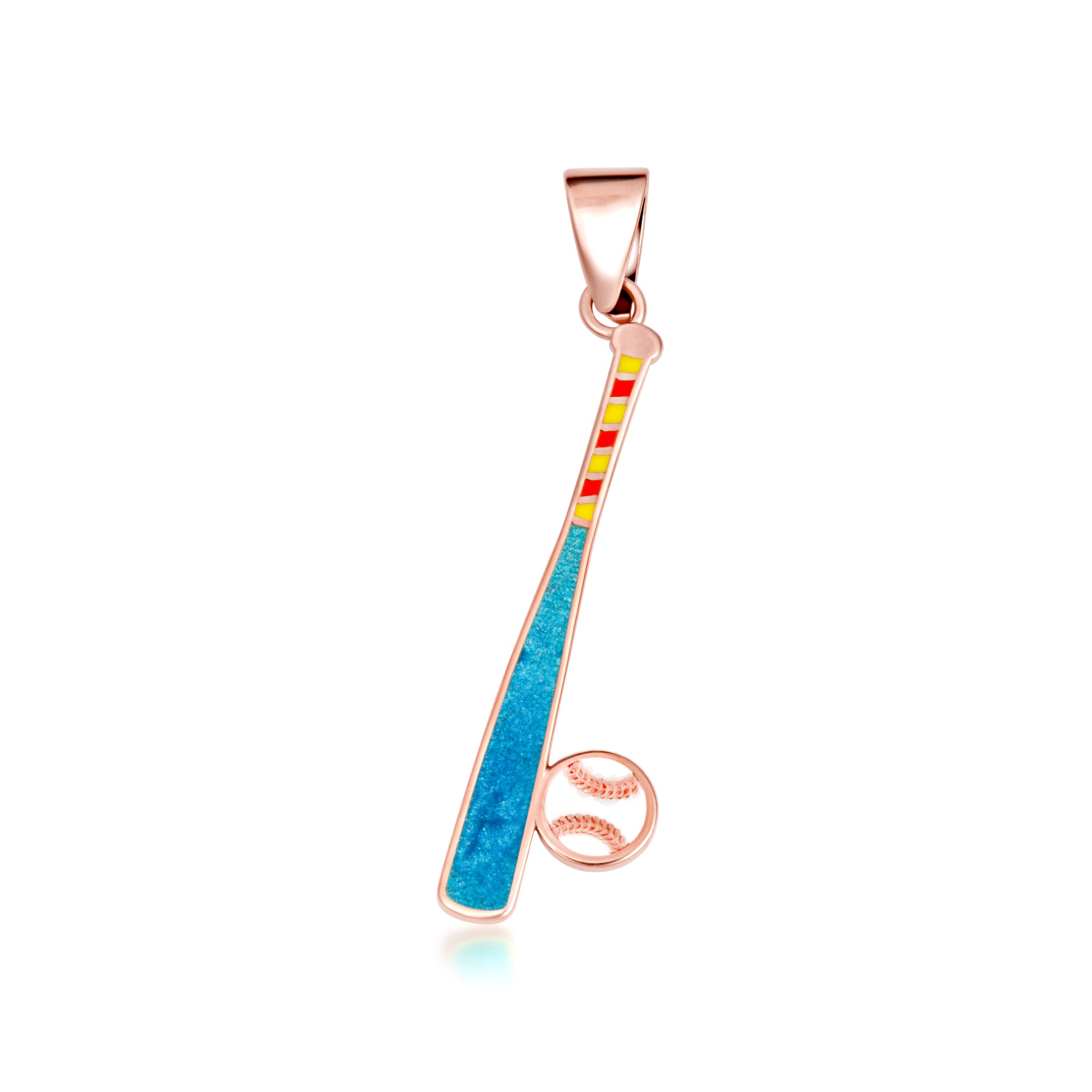 Gold Enamel Baseball Bat Sports Pendant Necklace, view 7