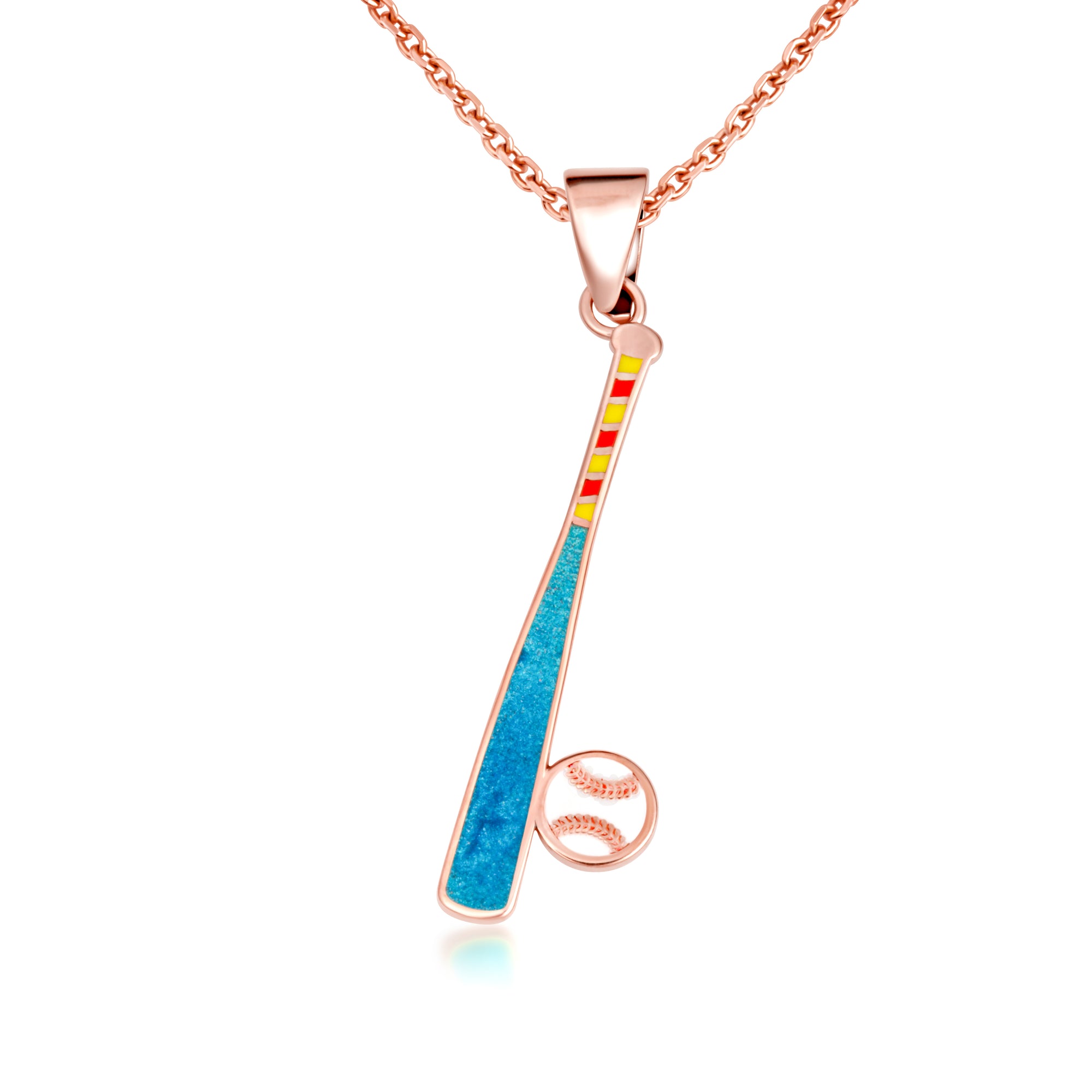 Gold Enamel Baseball Bat Sports Pendant Necklace, view 8