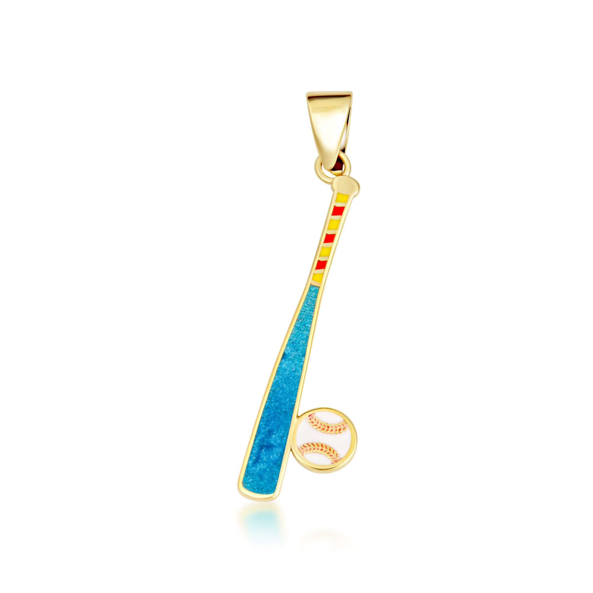 Gold Enamel Baseball Bat Sports Pendant Necklace, view 9