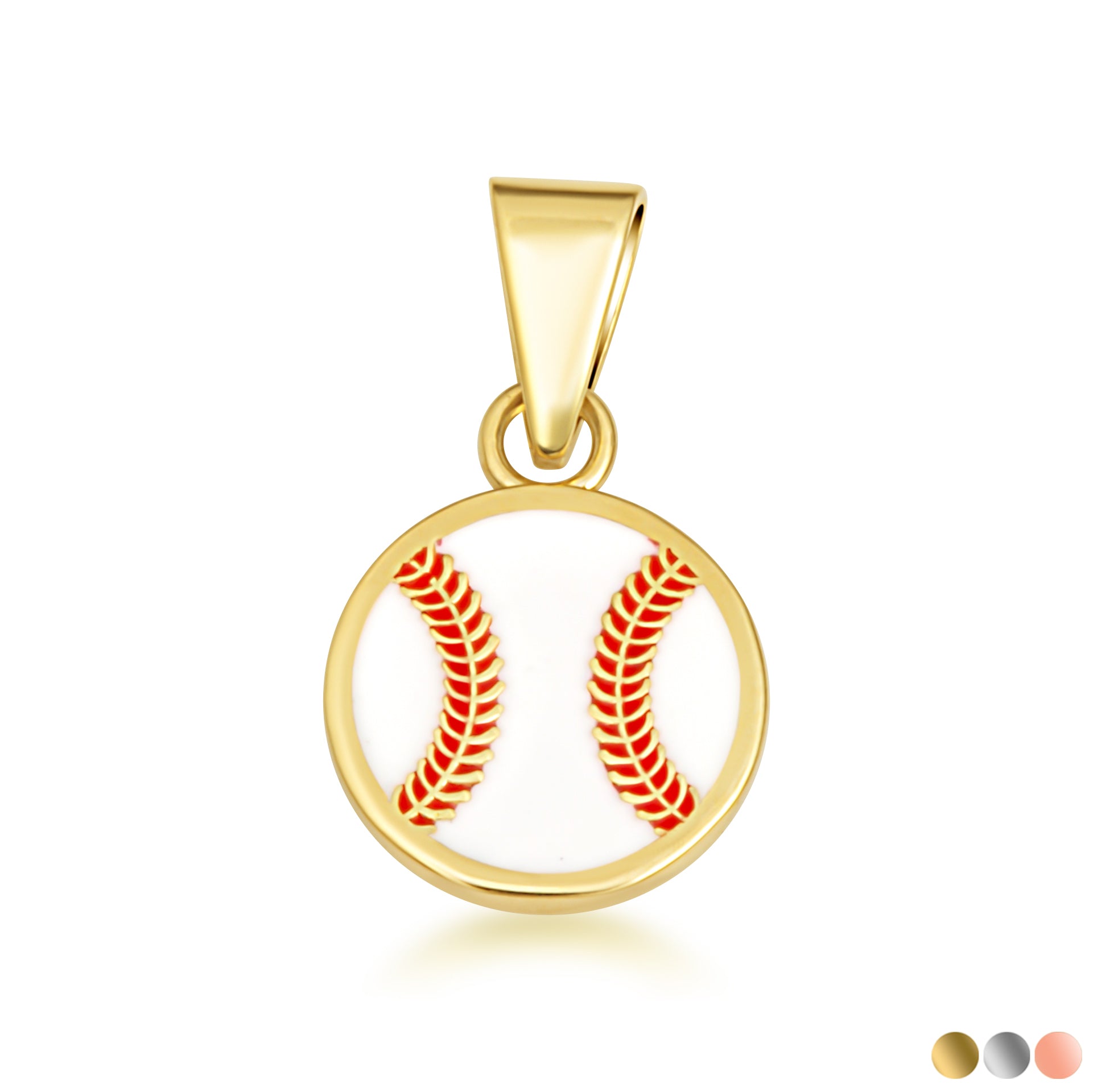 Gold Enamel Baseball Sports Pendant Necklace