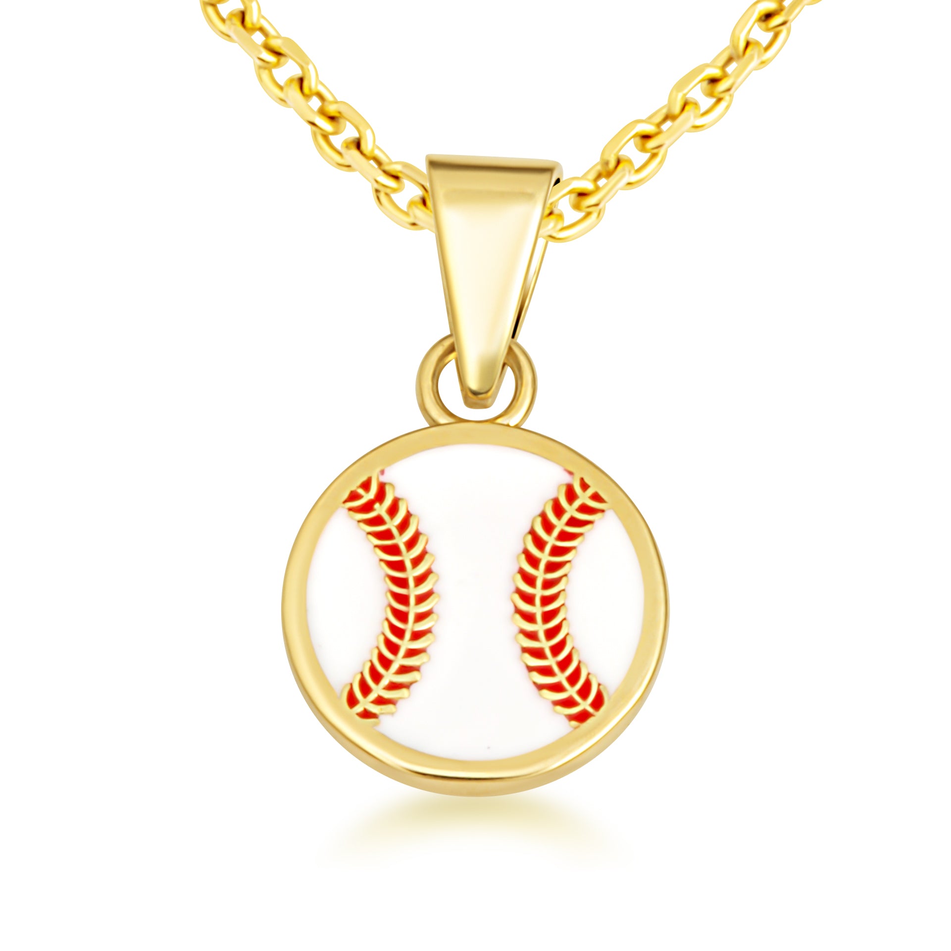 Gold Enamel Baseball Sports Pendant Necklace, view 4