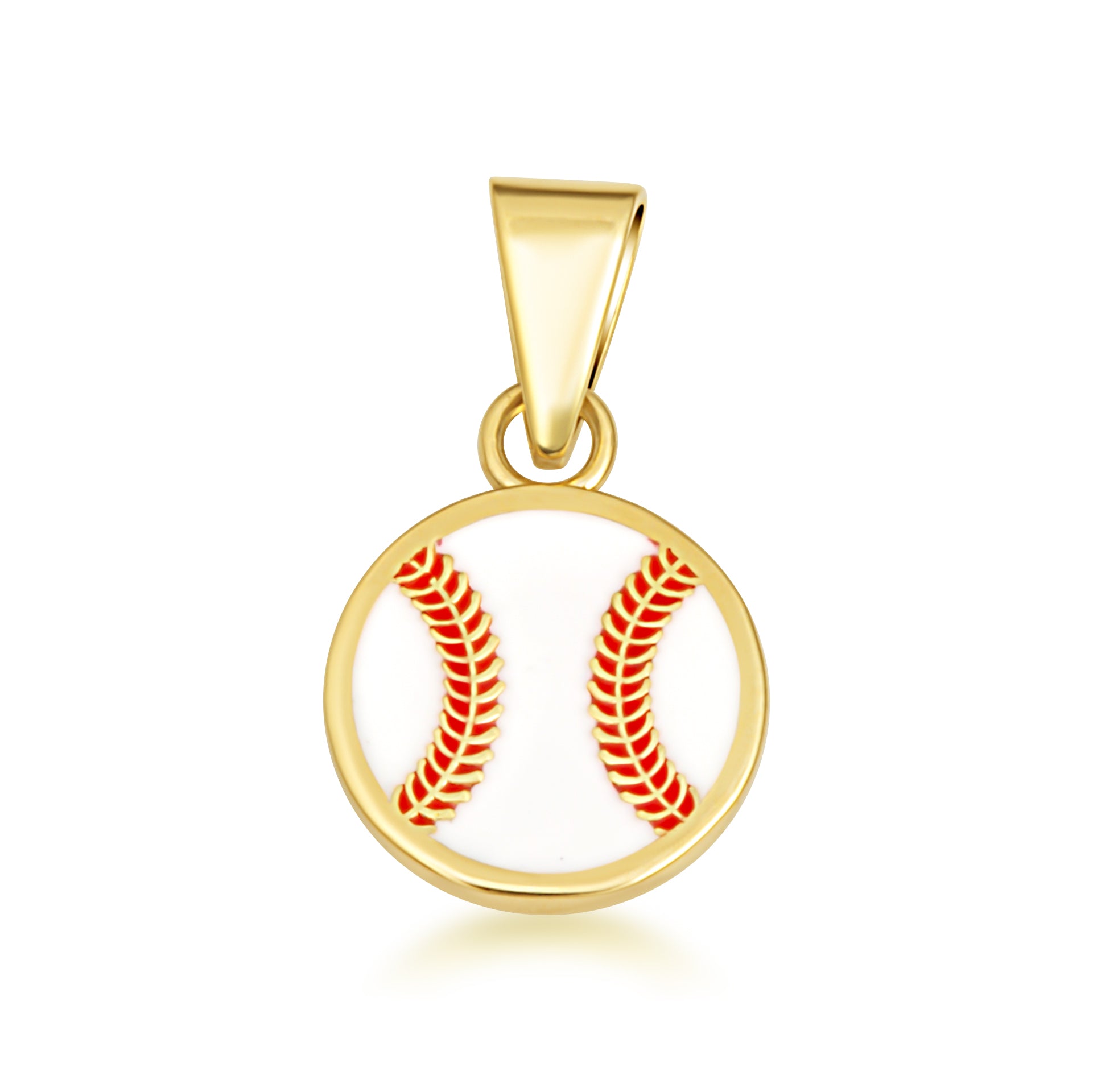 Gold Enamel Baseball Sports Pendant Necklace, view 9