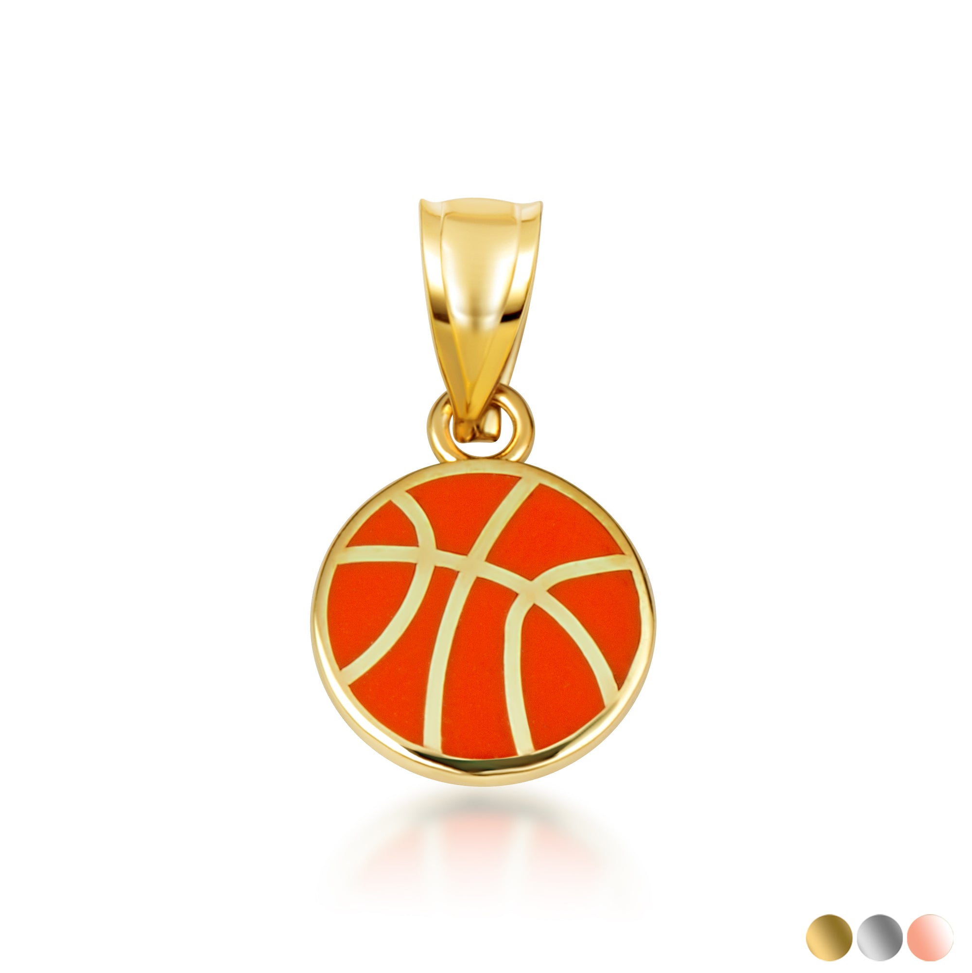 Gold Enamel Basketball Necklace
