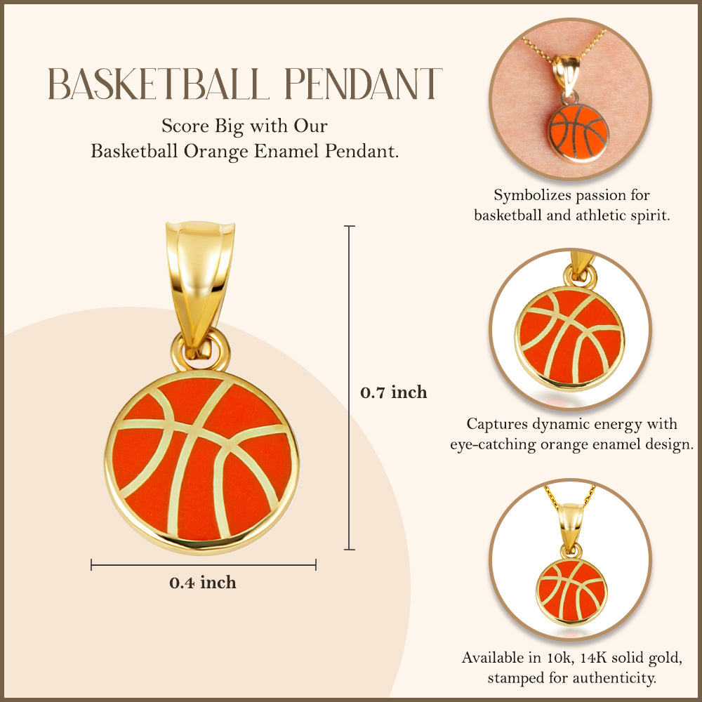 Gold Enamel Basketball Necklace, view 4
