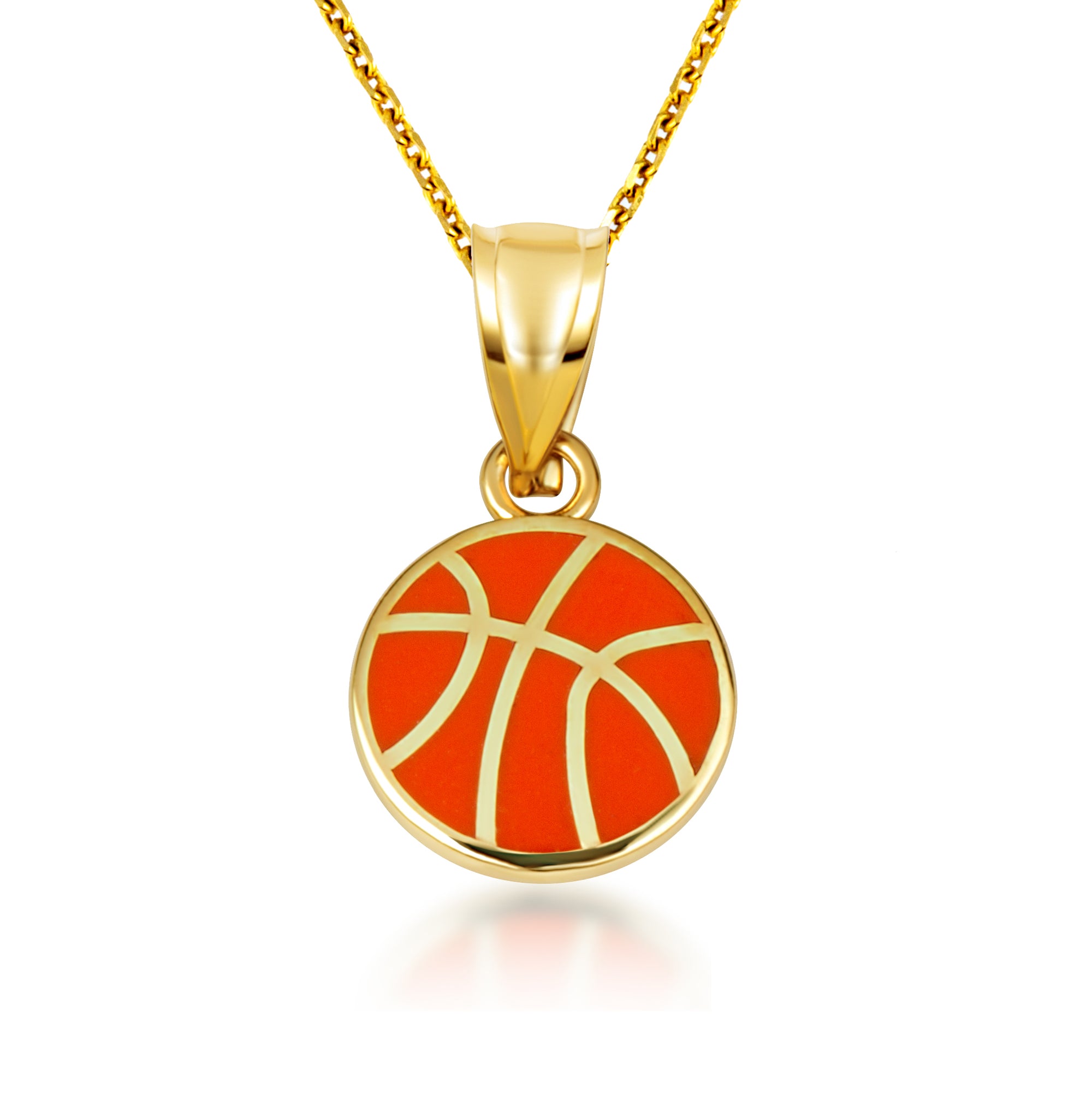 Gold Enamel Basketball Necklace, view 5