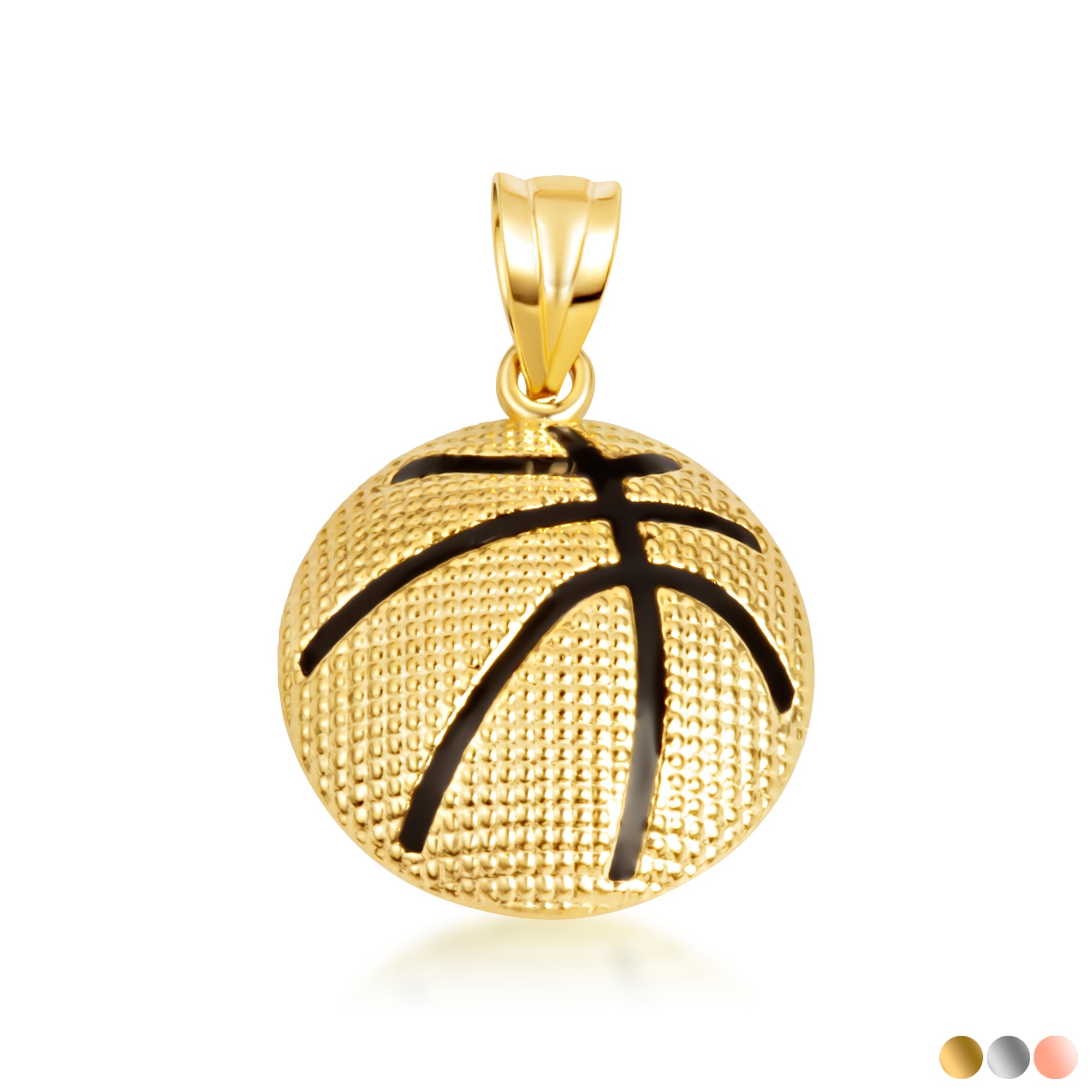 Gold Enamel Basketball Sports Pendant Necklace