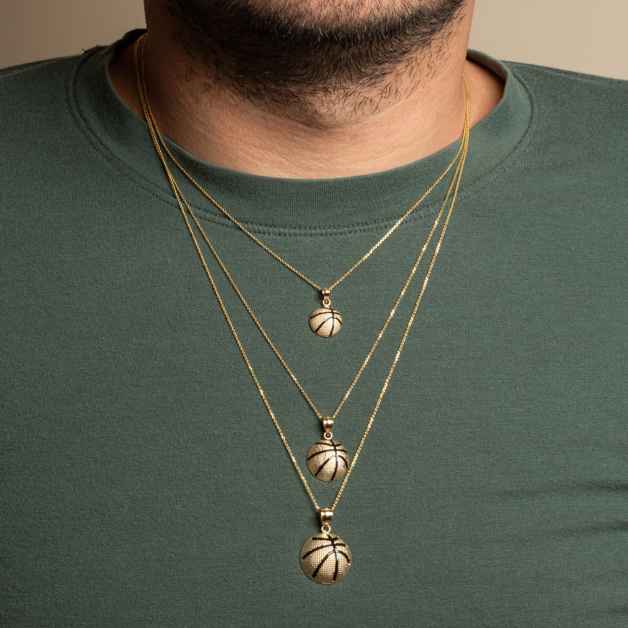 Gold Enamel Basketball Sports Pendant Necklace, view 2