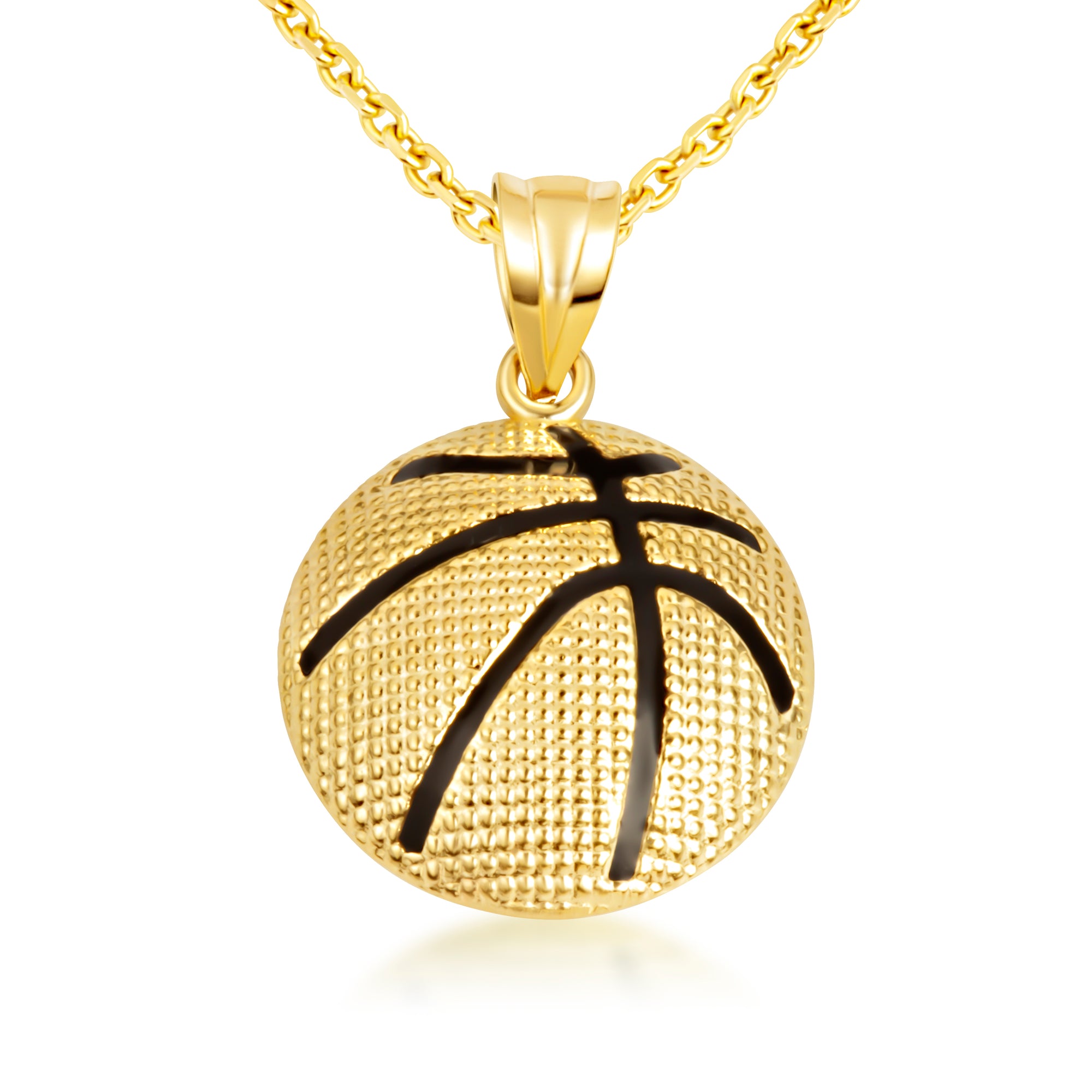 Gold Enamel Basketball Sports Pendant Necklace, view 4