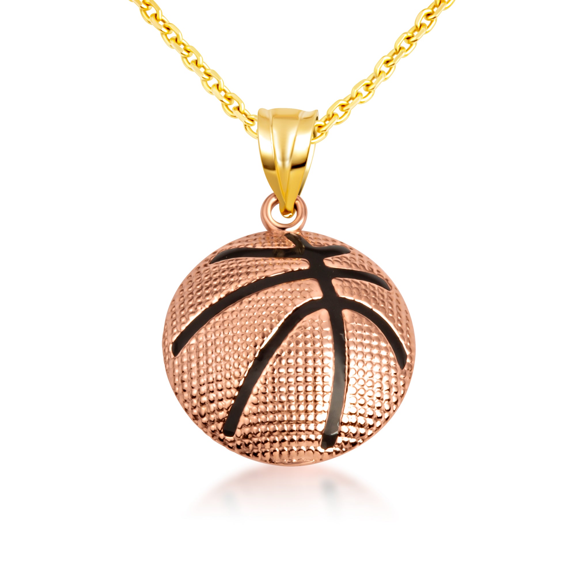 Gold Enamel Basketball Sports Pendant Necklace, view 8