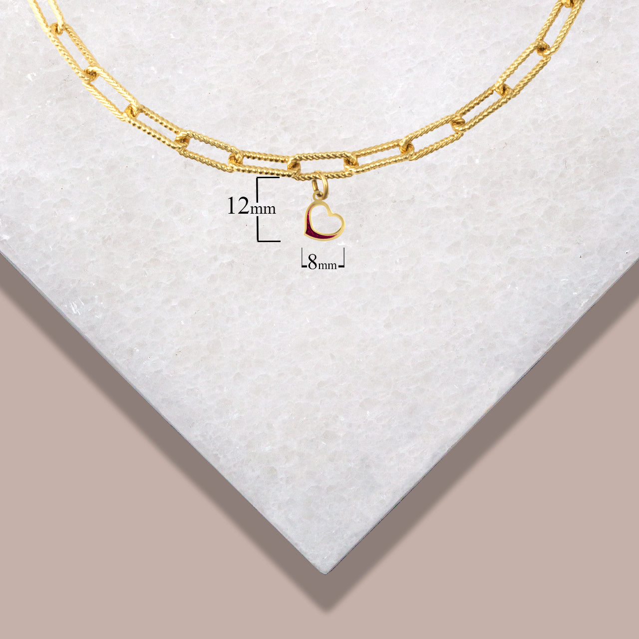 Gold Enamel Butterfly Heart Charm Paperclip Chain Link Bracelet, view 6