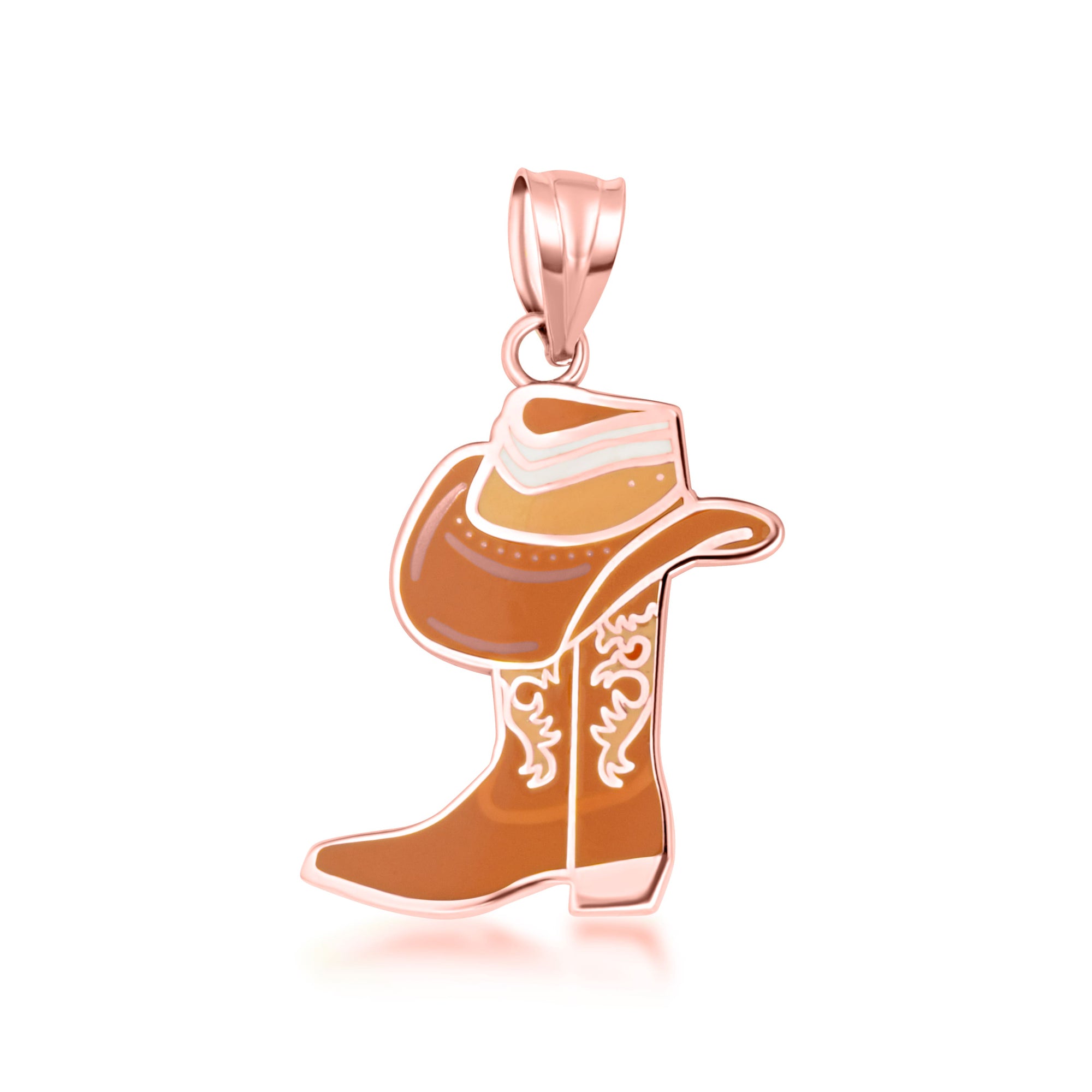 Gold Enamel Cowboy Hat Boots Western Pendant Necklace, view 5