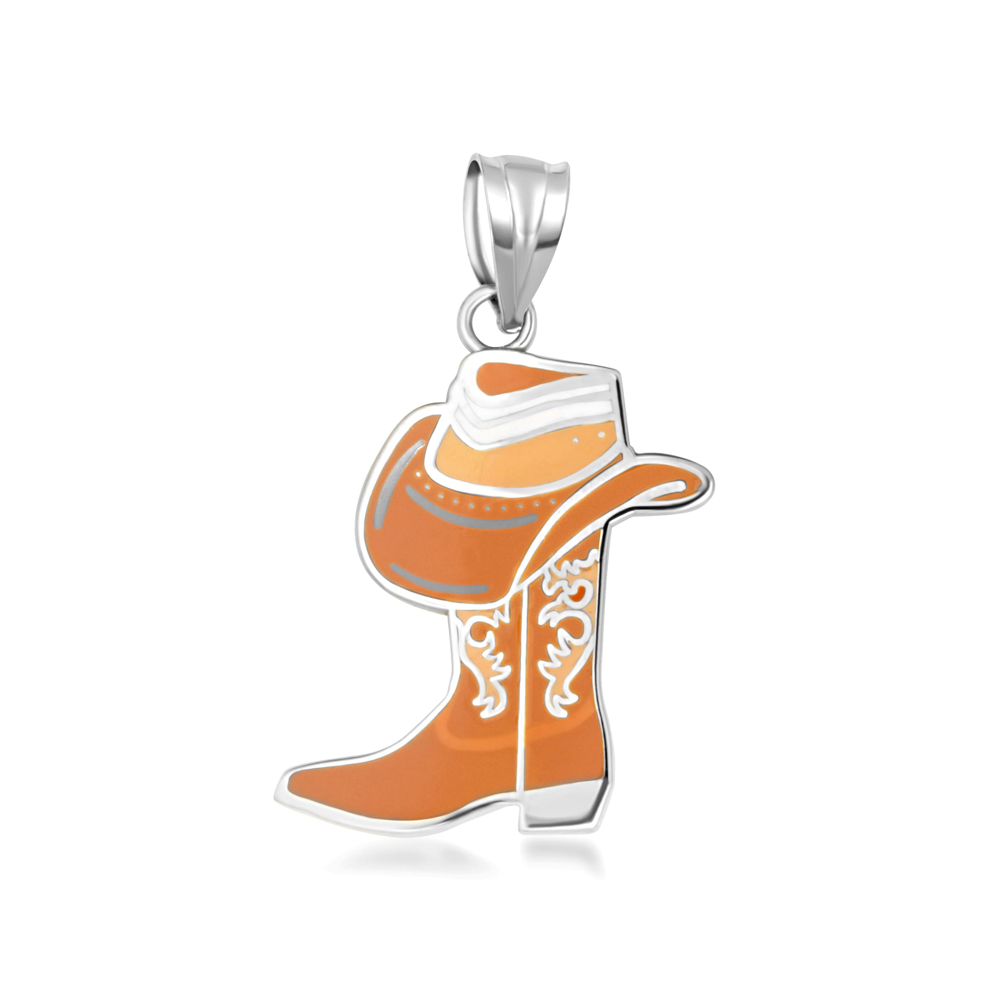 Gold Enamel Cowboy Hat Boots Western Pendant Necklace, view 7