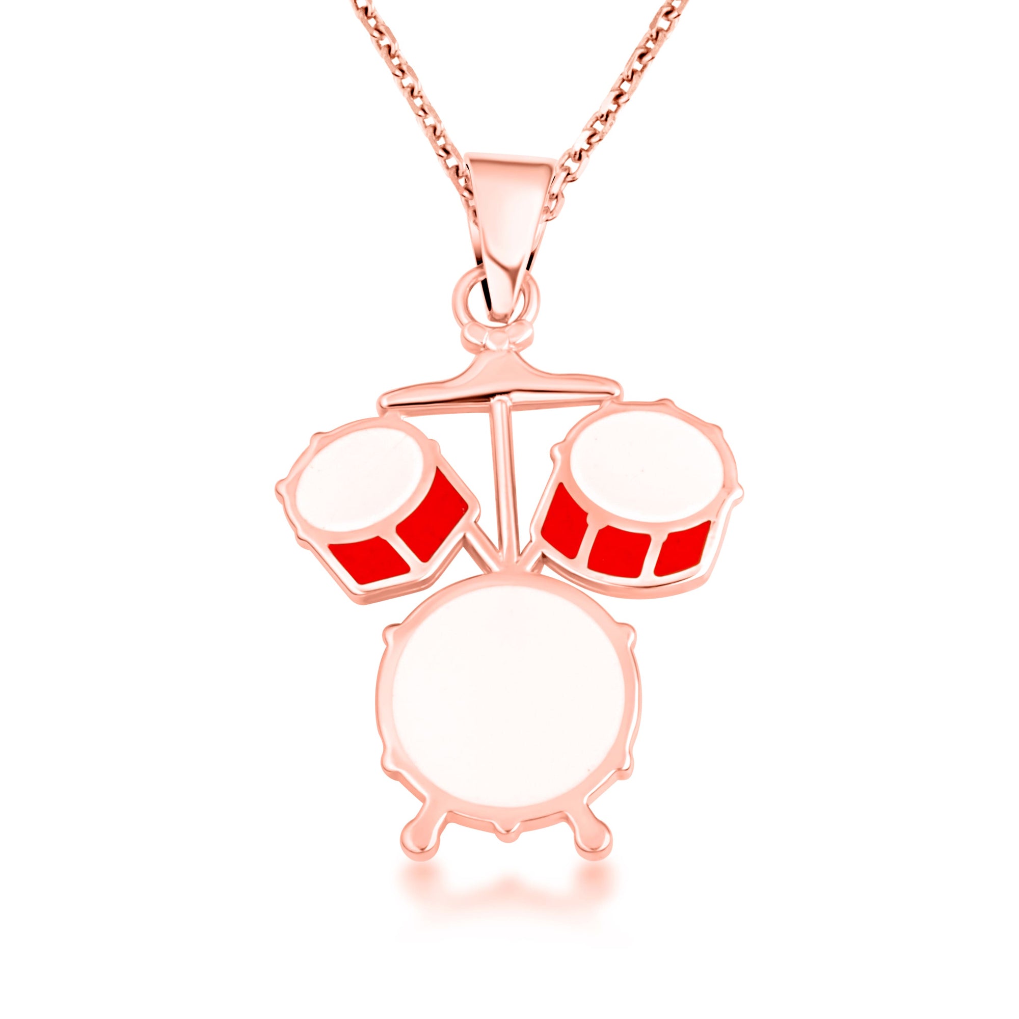 Gold Enamel Drum Set Music Pendant Necklace, view 6