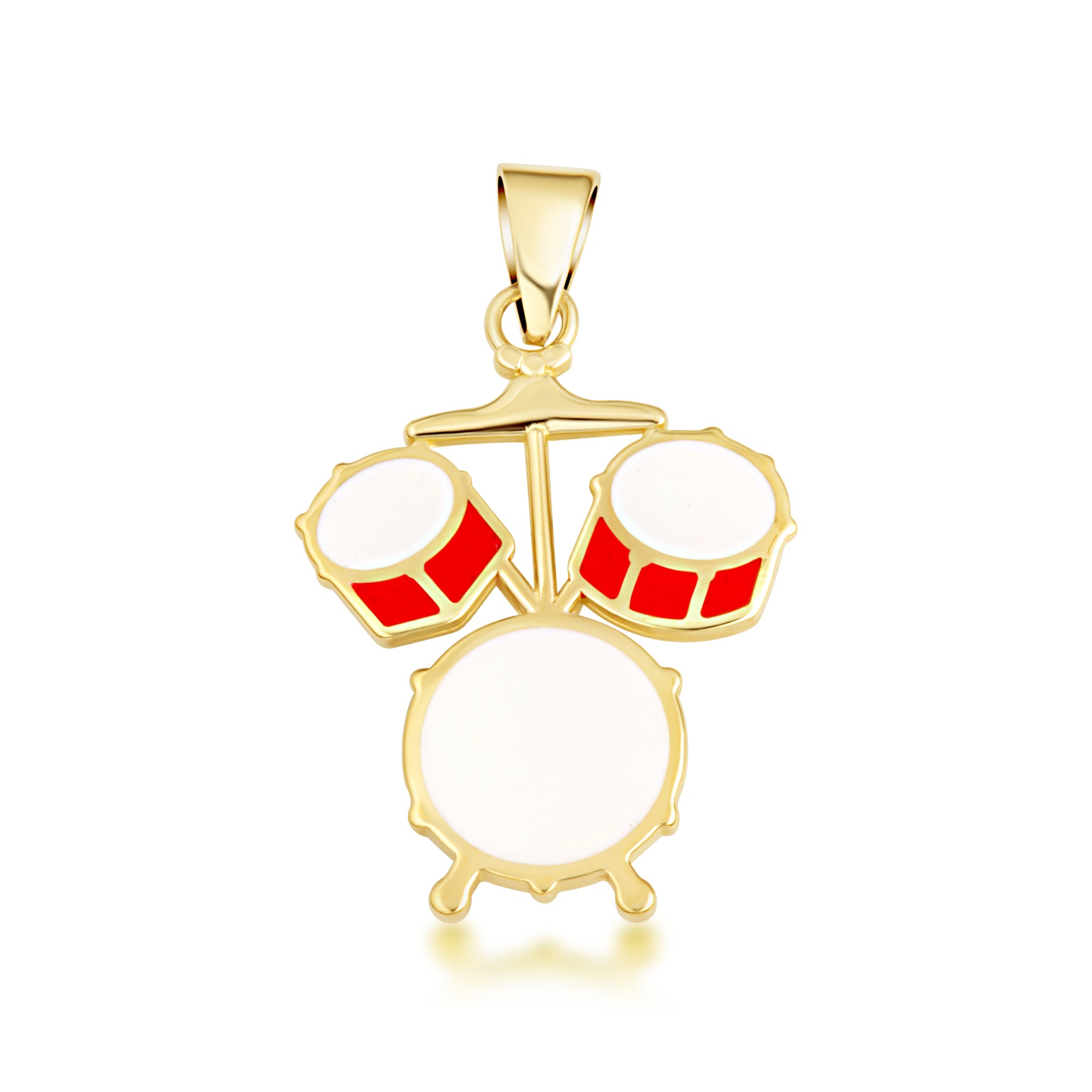 Gold Enamel Drum Set Music Pendant Necklace, view 9