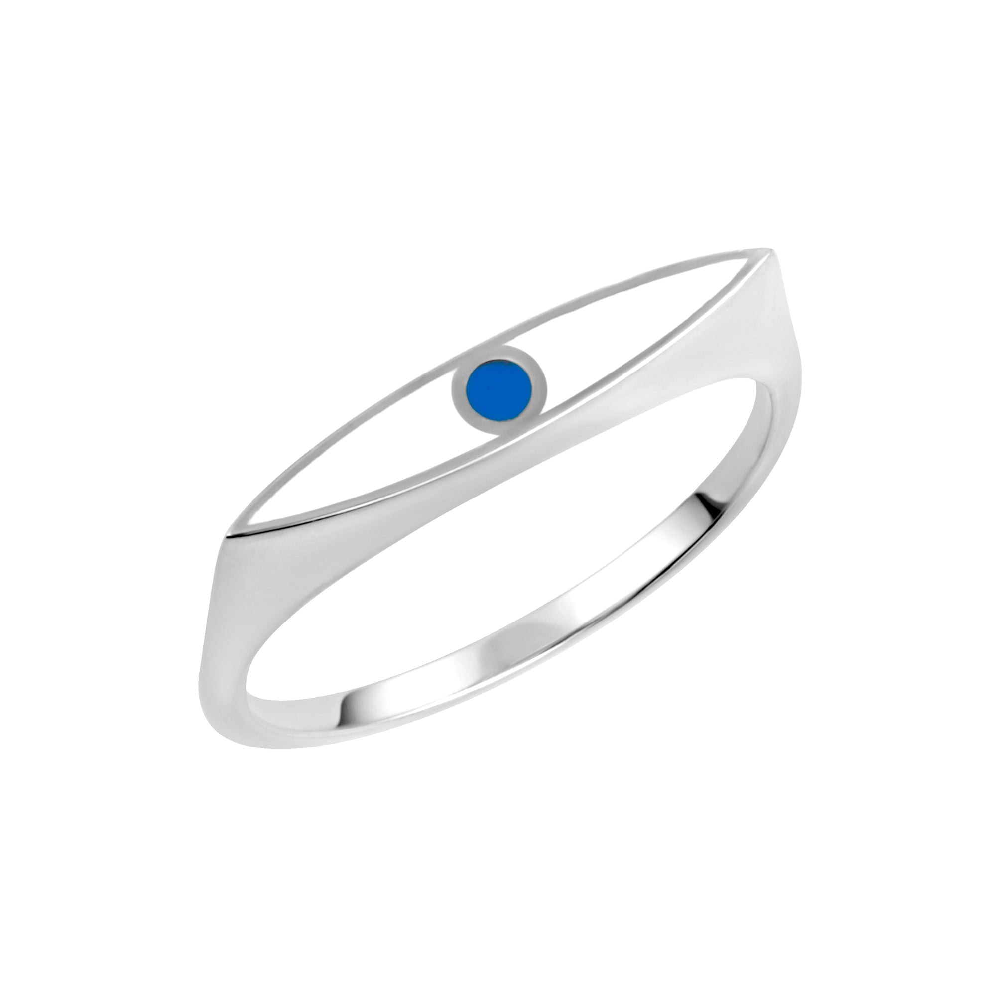 Gold Enamel Evil Eye Marquise Signet Ring, view 7