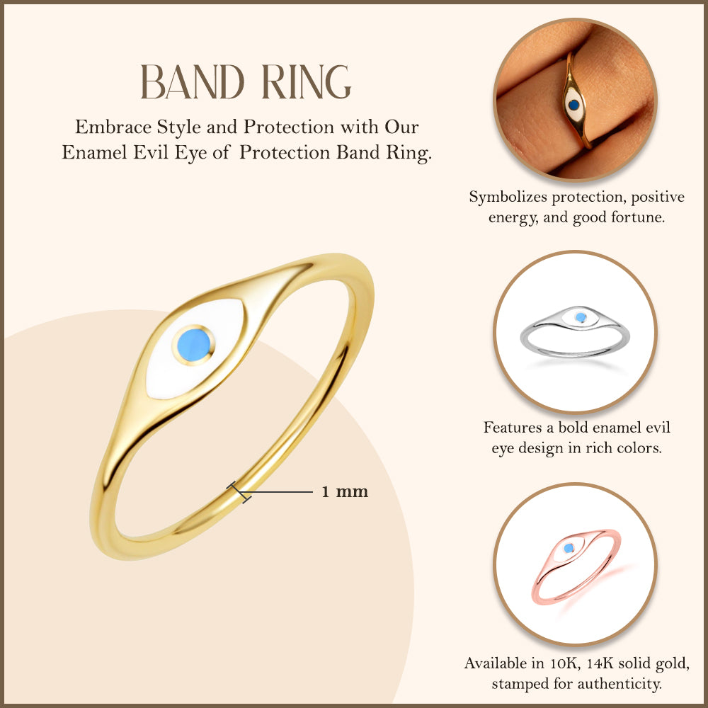 Gold Enamel Evil Eye Of Protection Band Ring, view 3