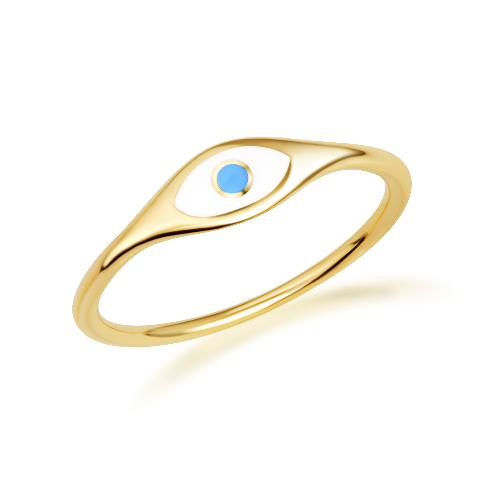 Gold Enamel Evil Eye Of Protection Band Ring, view 6