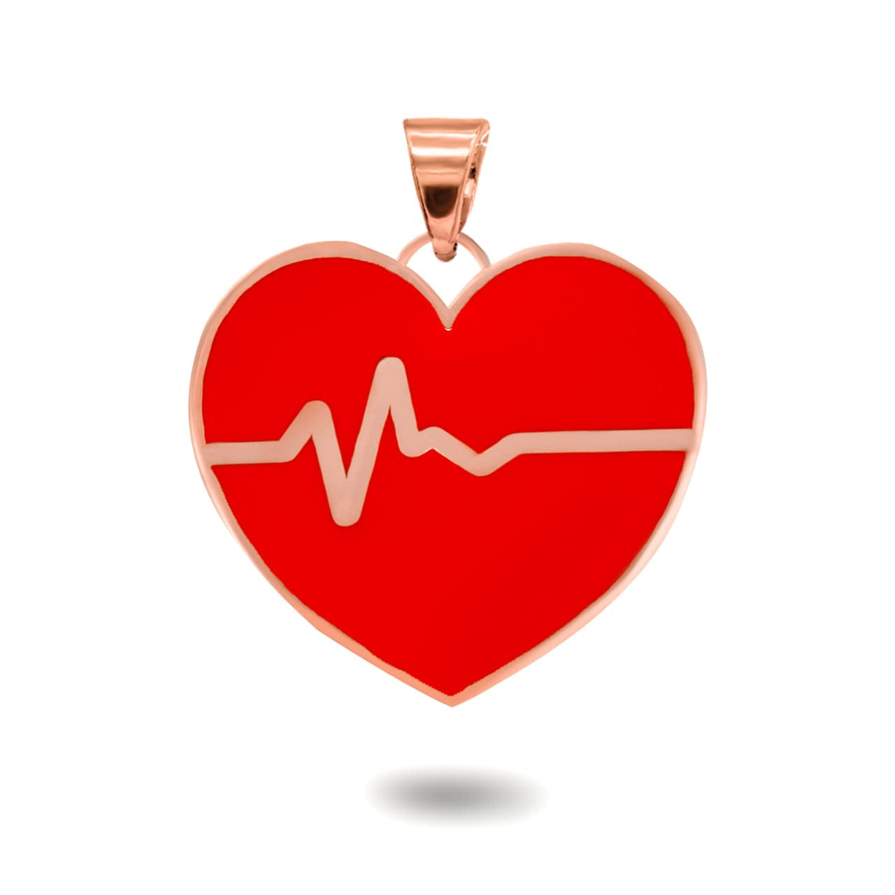 Gold Enamel Heartbeat EKG Pulse Pendant Necklace, view 5