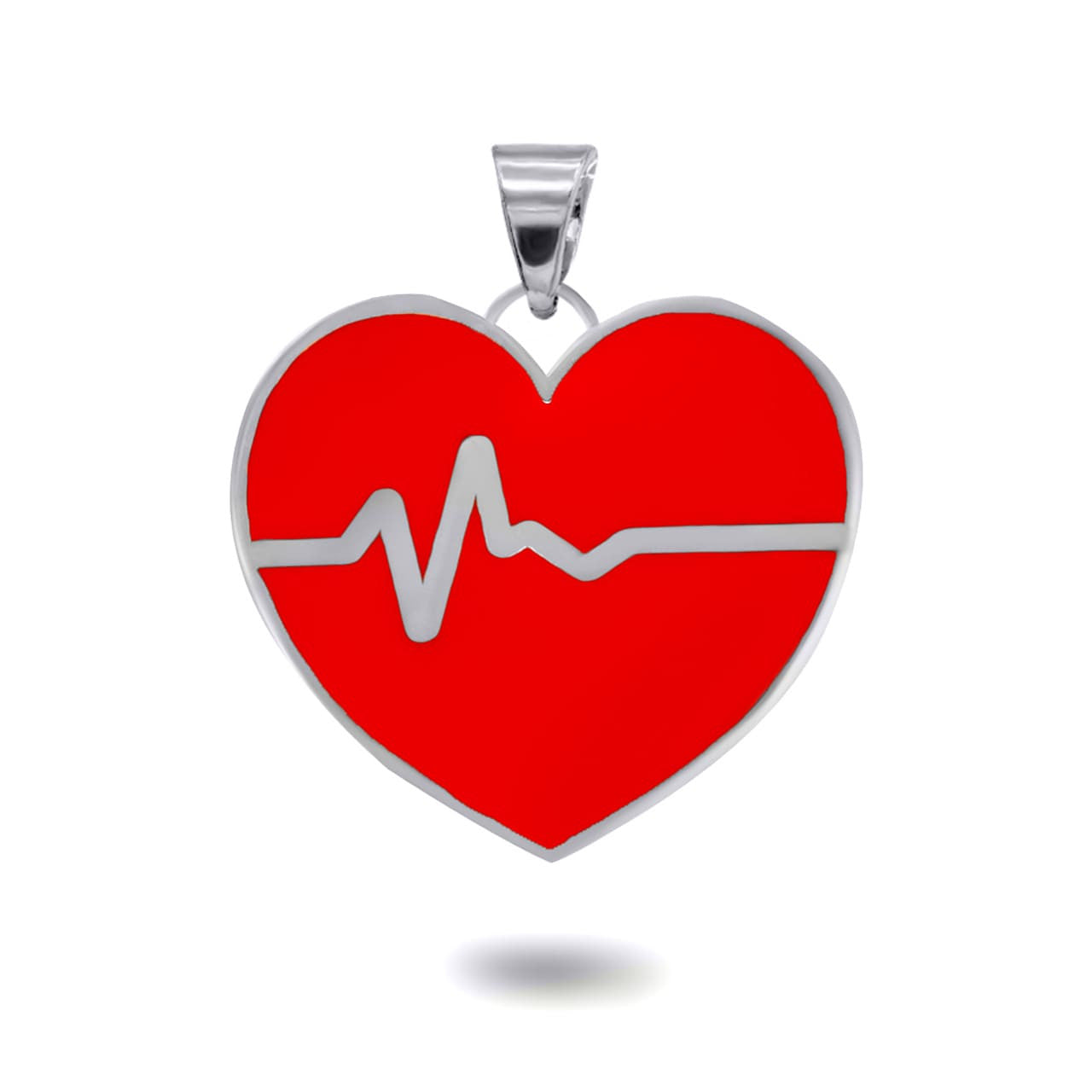 Gold Enamel Heartbeat EKG Pulse Pendant Necklace, view 8