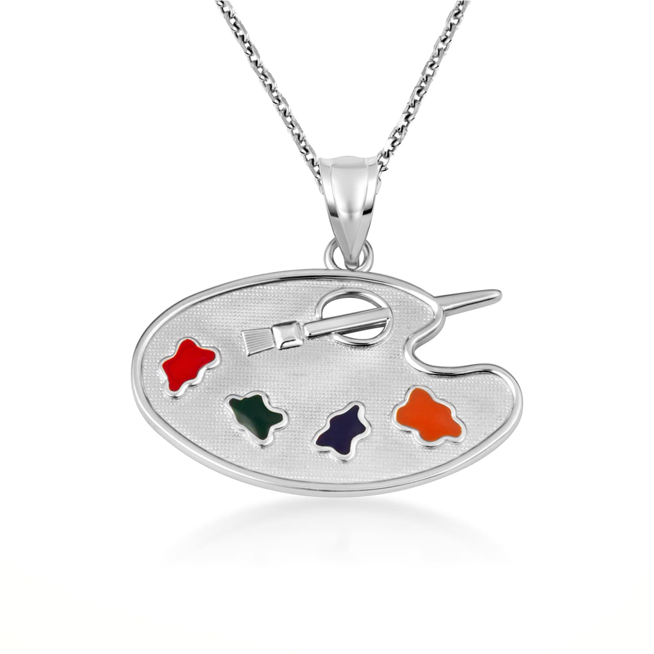 Gold Enamel Palette Paint Brush Artist Pendant Necklace, view 7