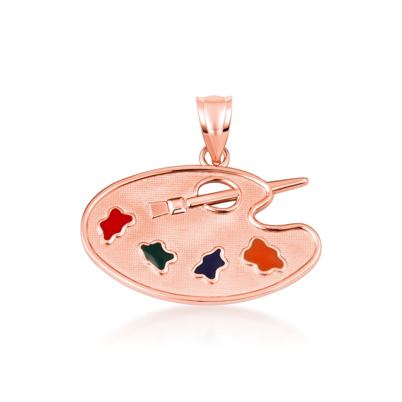 Gold Enamel Palette Paint Brush Artist Pendant Necklace, view 8