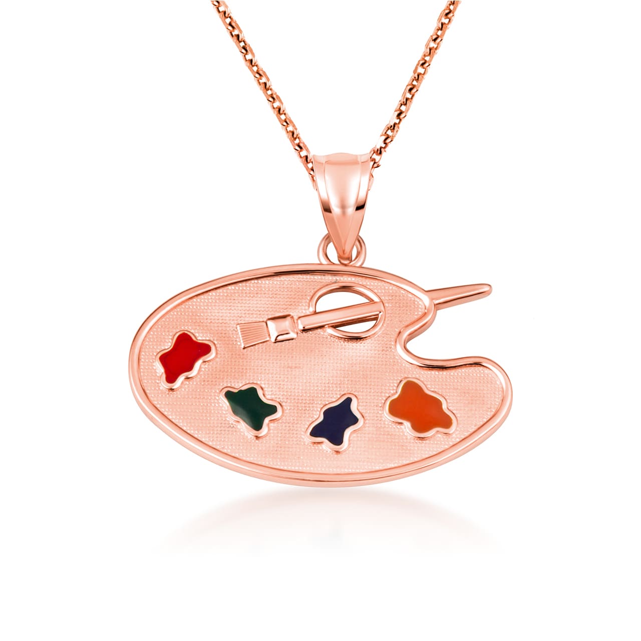 Gold Enamel Palette Paint Brush Artist Pendant Necklace, view 9