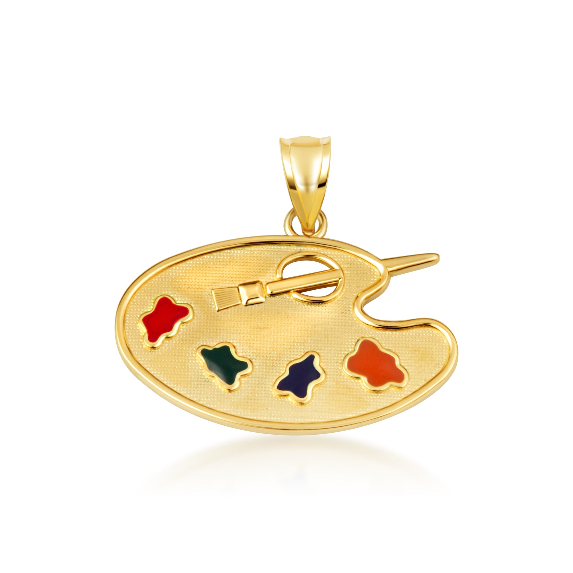 Gold Enamel Palette Paint Brush Artist Pendant Necklace, view 10