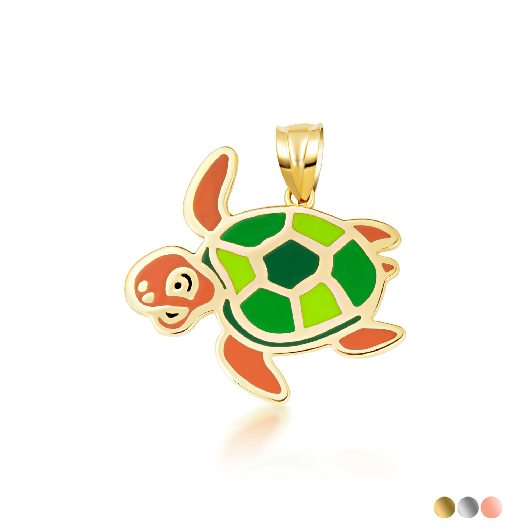 Gold Enamel Sea Turtle Marine Pendant Necklace