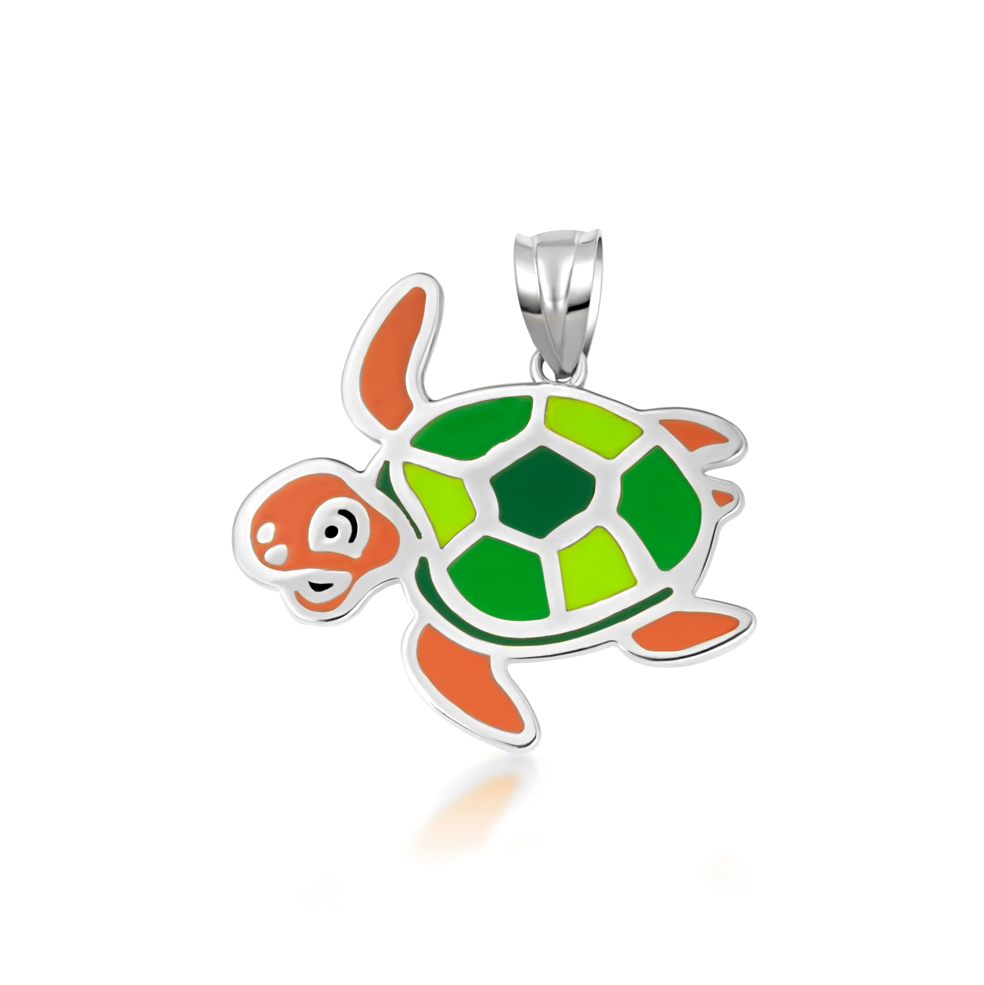 Gold Enamel Sea Turtle Marine Pendant Necklace, view 6