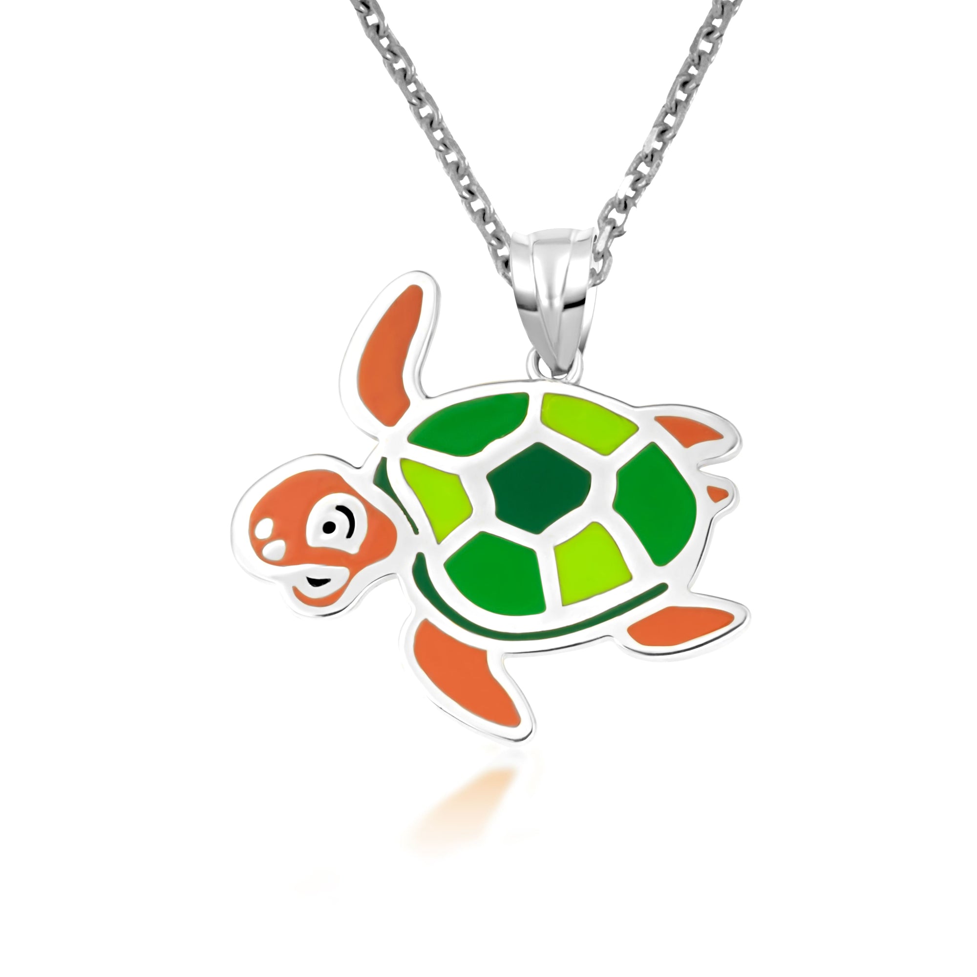 Gold Enamel Sea Turtle Marine Pendant Necklace, view 7