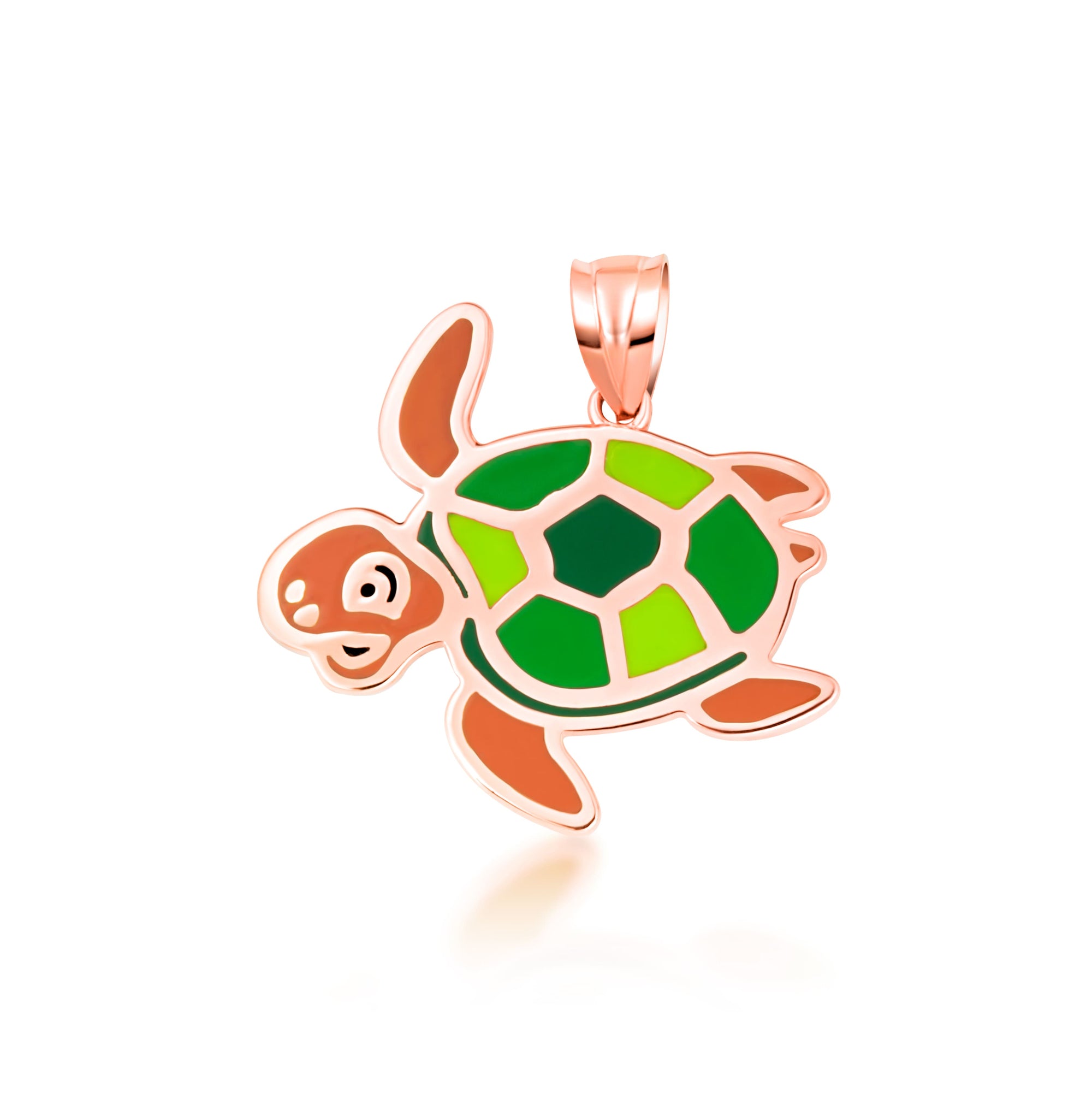 Gold Enamel Sea Turtle Marine Pendant Necklace, view 8