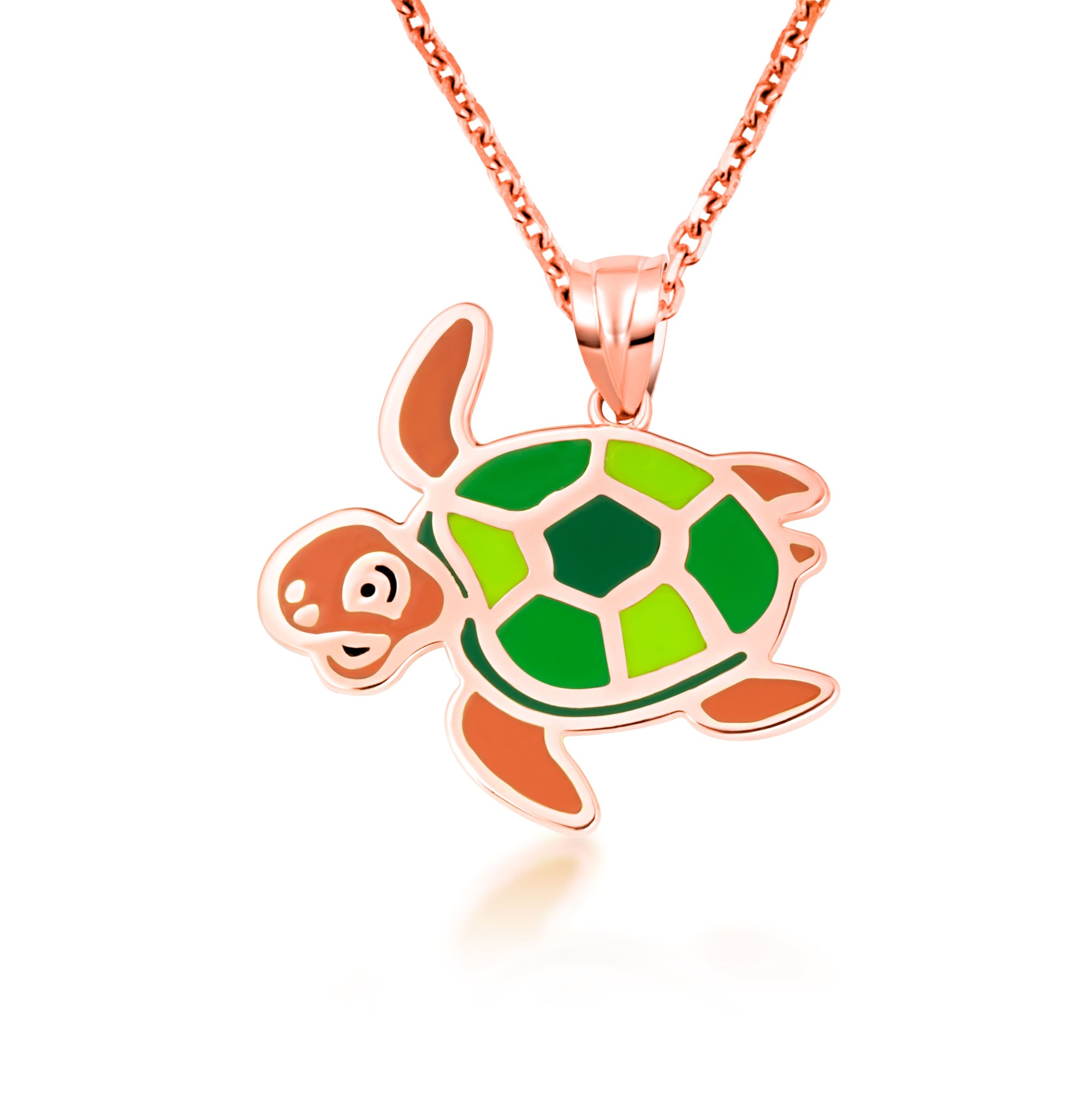 Gold Enamel Sea Turtle Marine Pendant Necklace, view 9